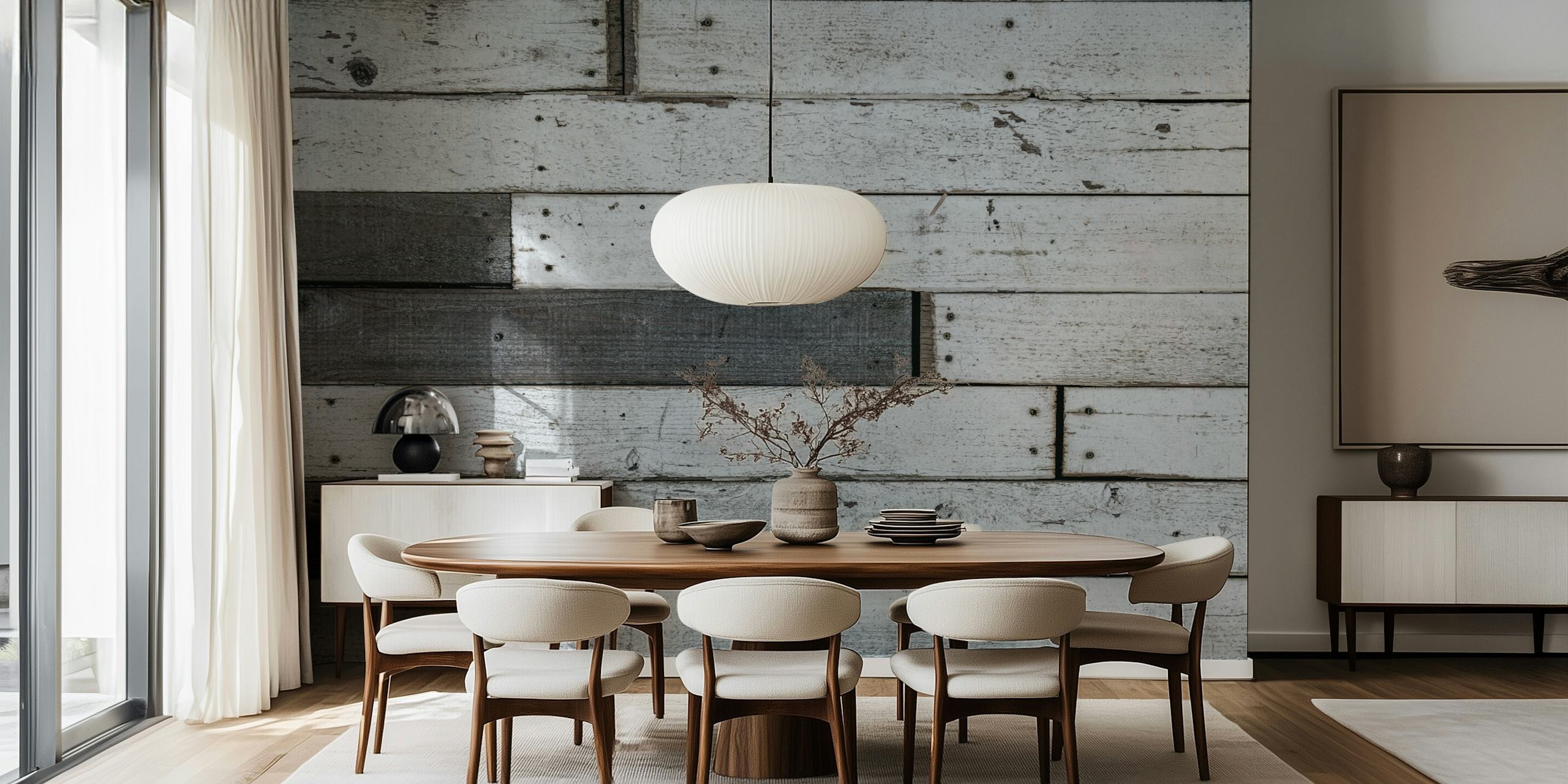 Ταπετσαρία Wood Planks σε ένα κομψό δωμάτιο