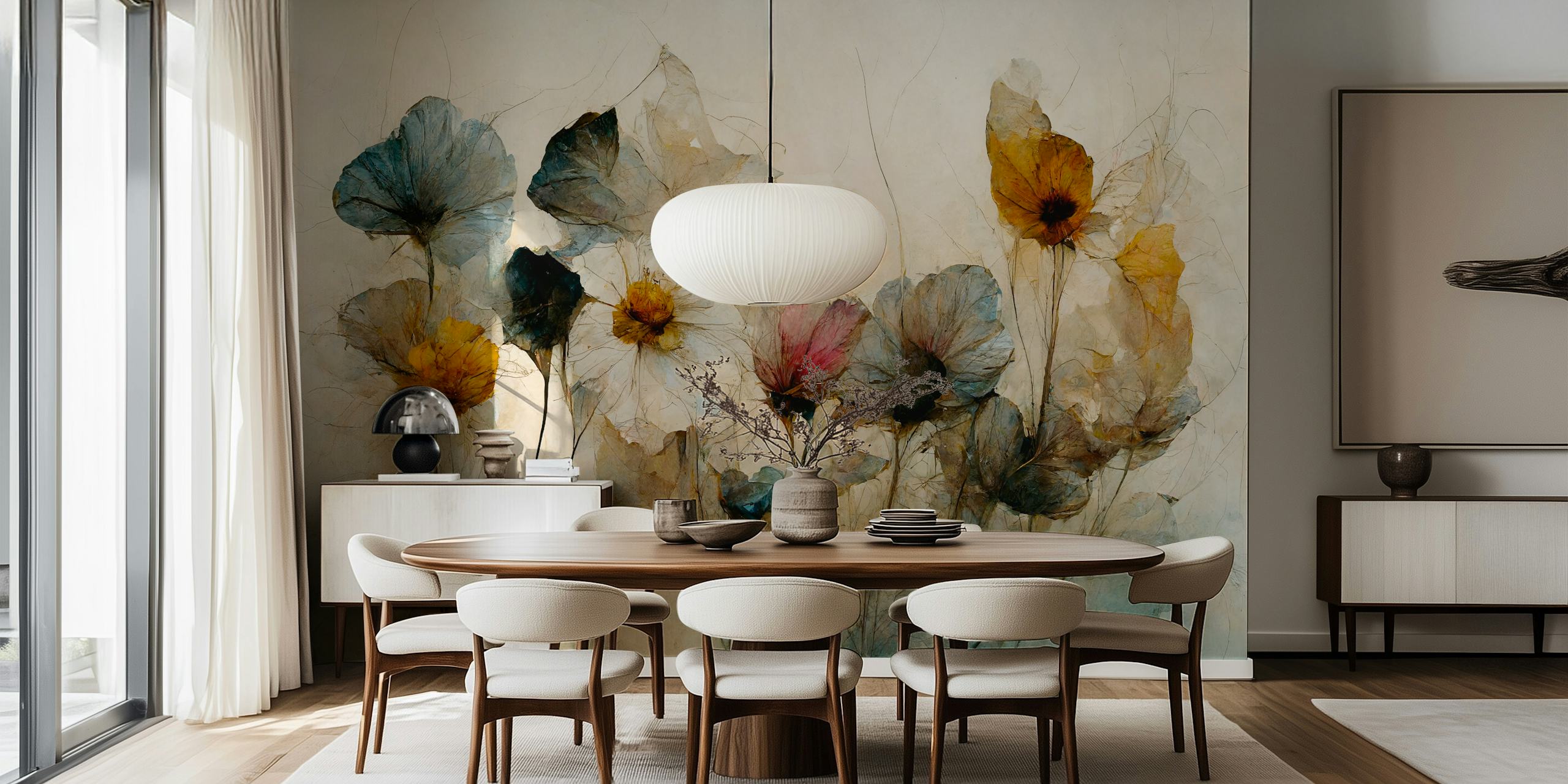Papel de parede Dry Flower Bouquet em um quarto