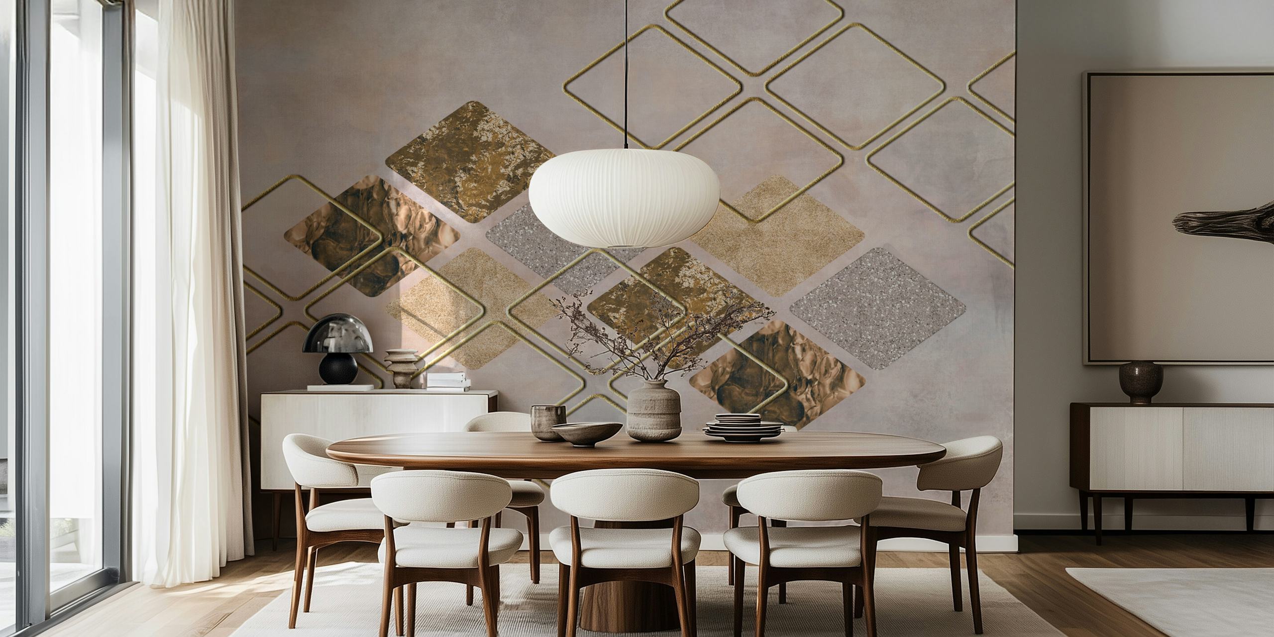 Blush Abstract Shape Elegance tapet i et rom