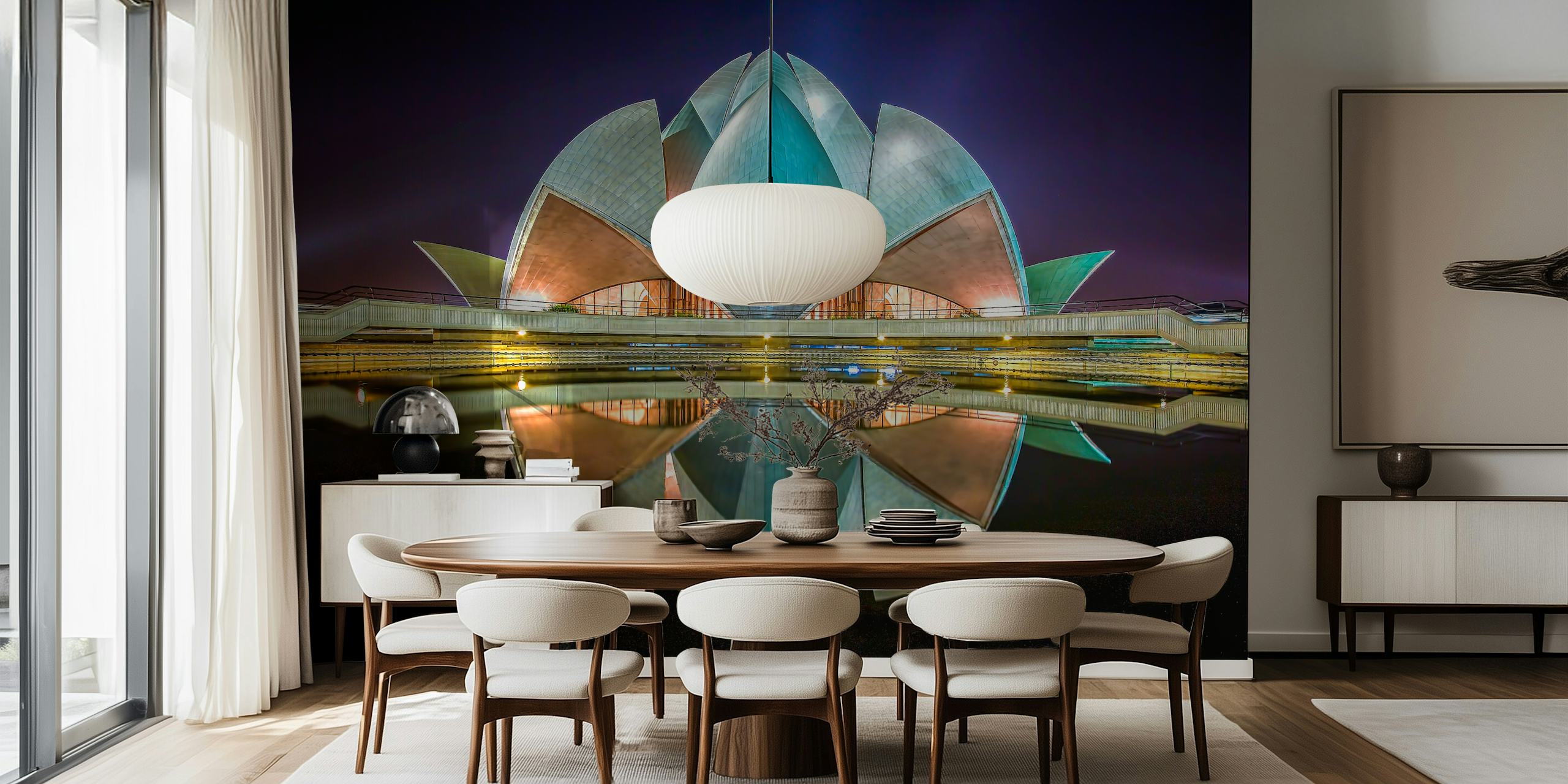 Lotus Temple wallpaper displayed in a room