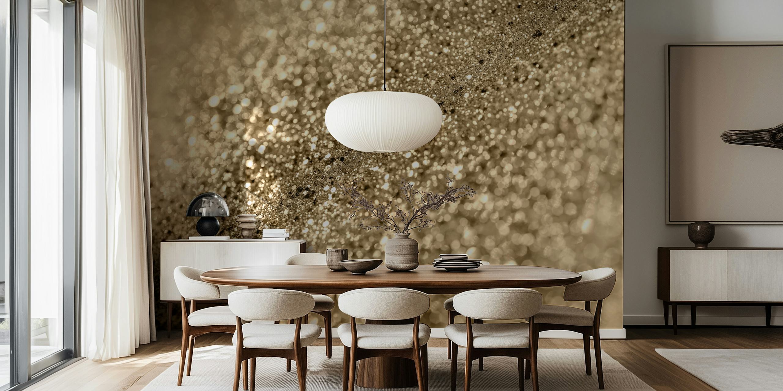 Gold bokeh glitter pattern wallpaper with soft shimmering effect