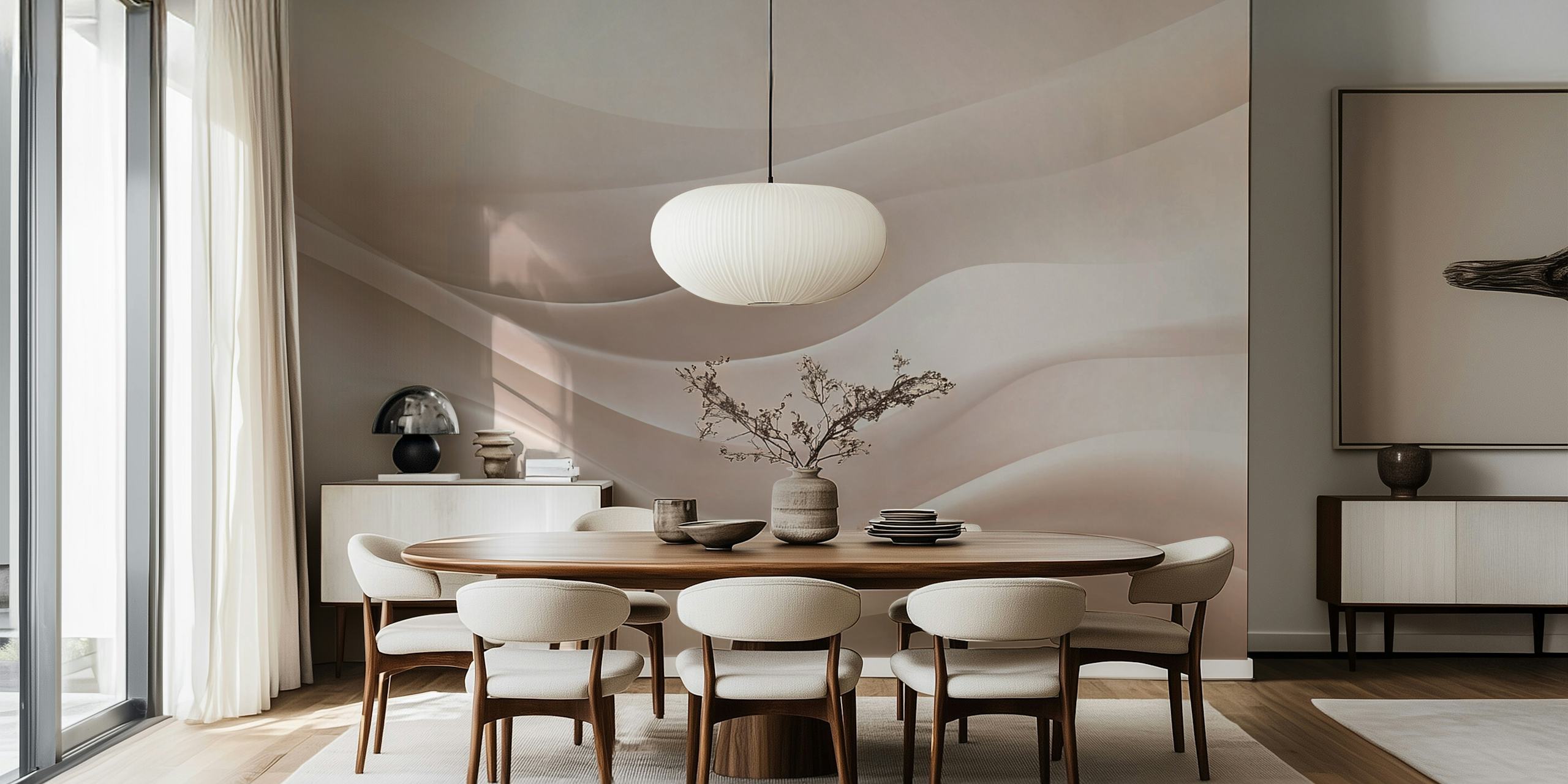 Soft wave pattern in beige tones wallpaper
