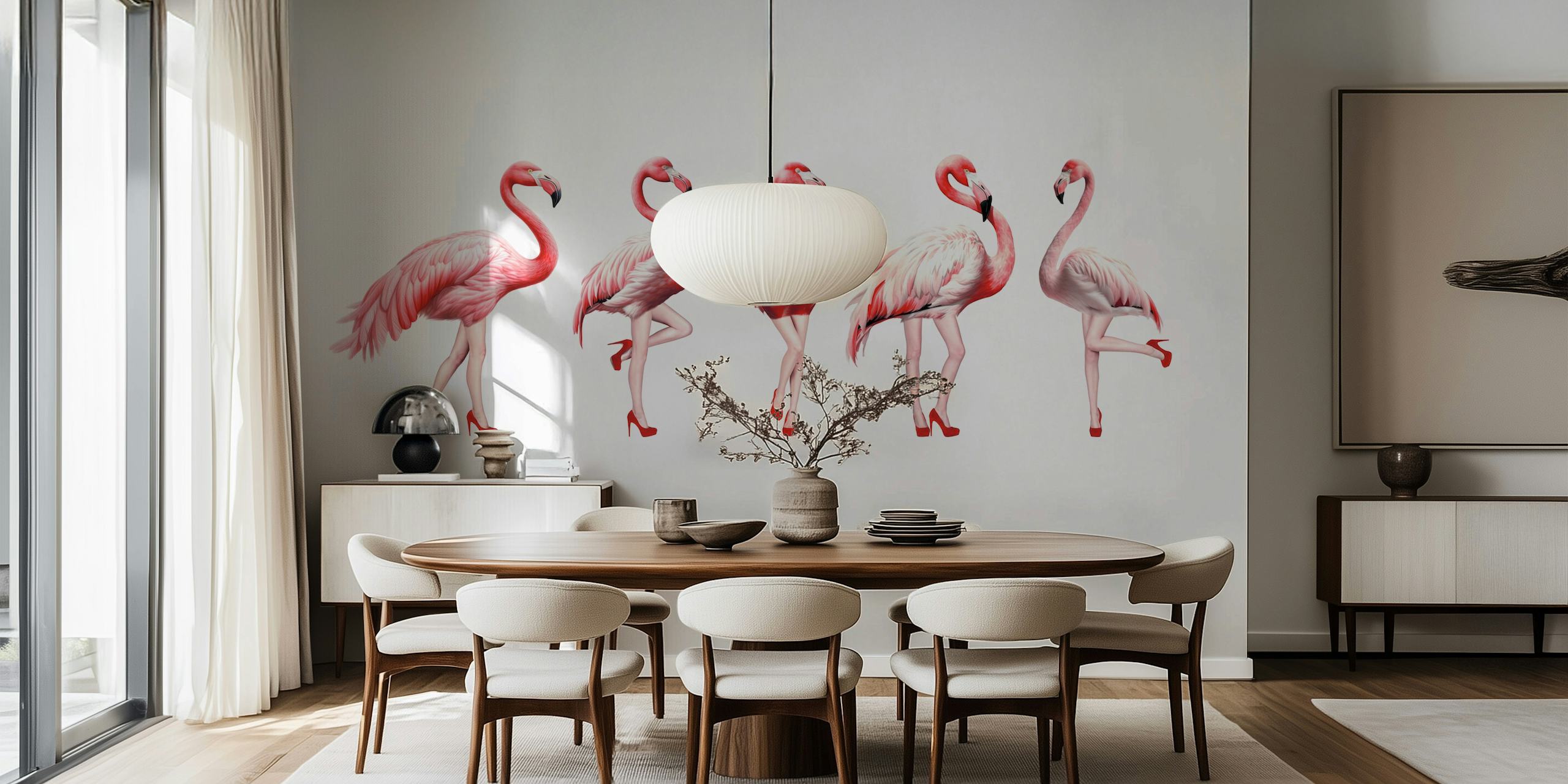 Cheeky flamingos tapet i et rom