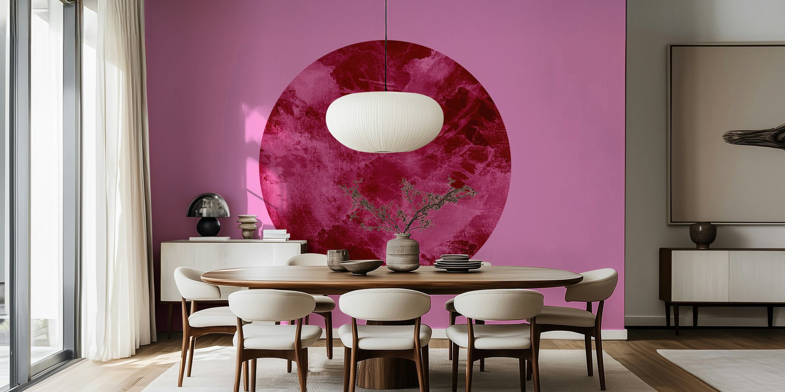 Abstract magenta circle on bright pink background wallpaper