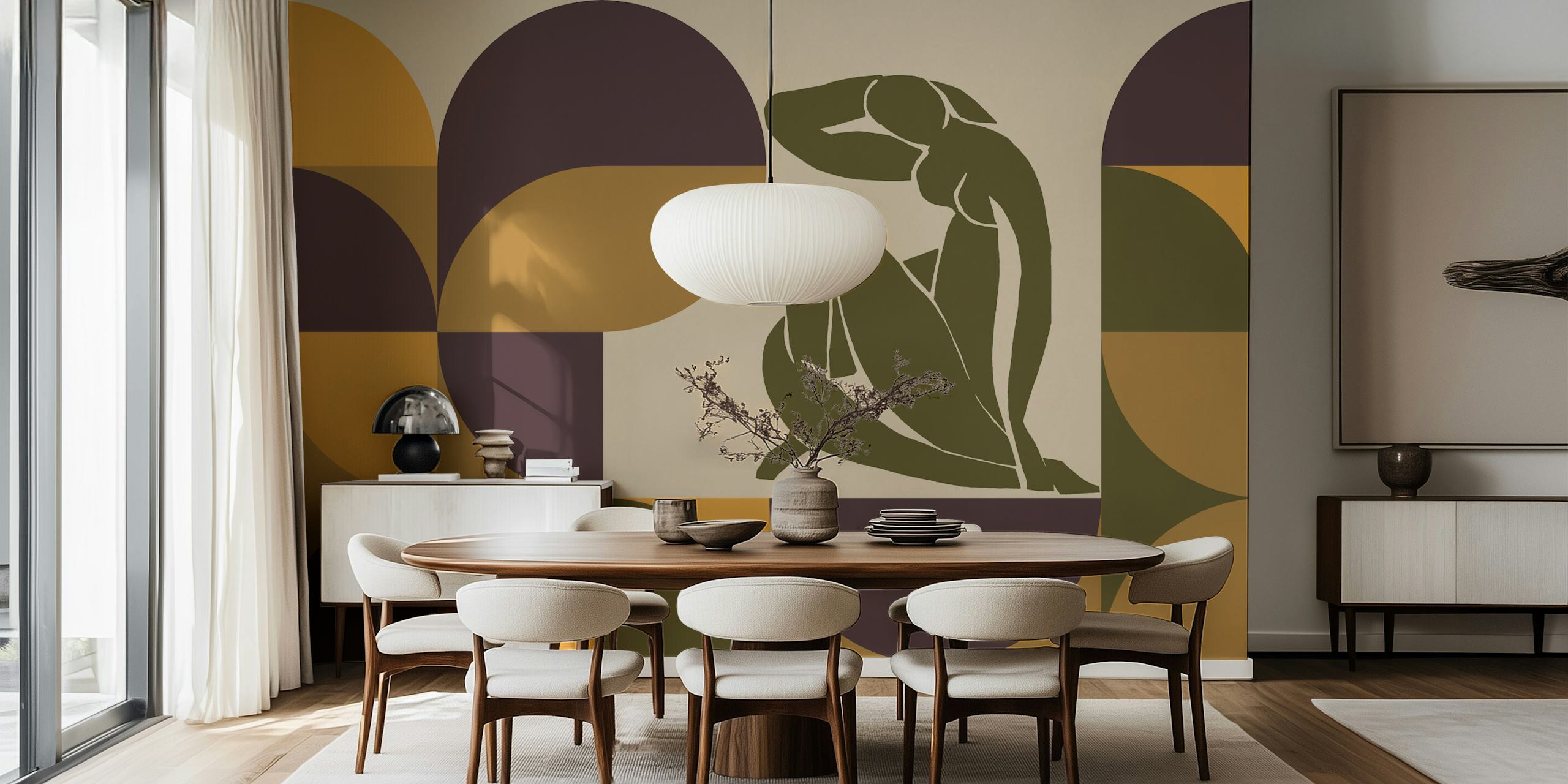 French Mid-Century Modern wallpaper in a room