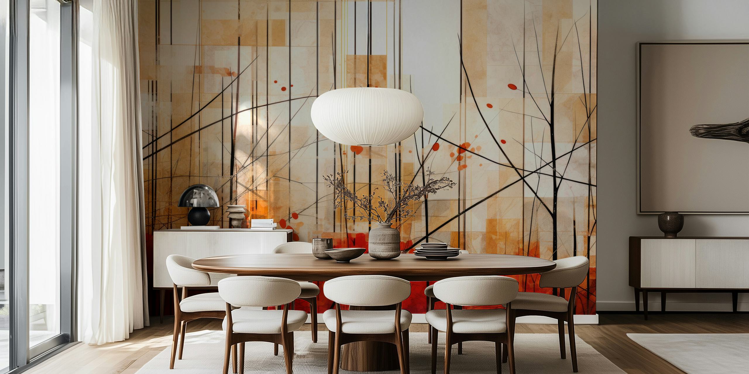 Geometric Art Autumn Wood Wallpaper Design