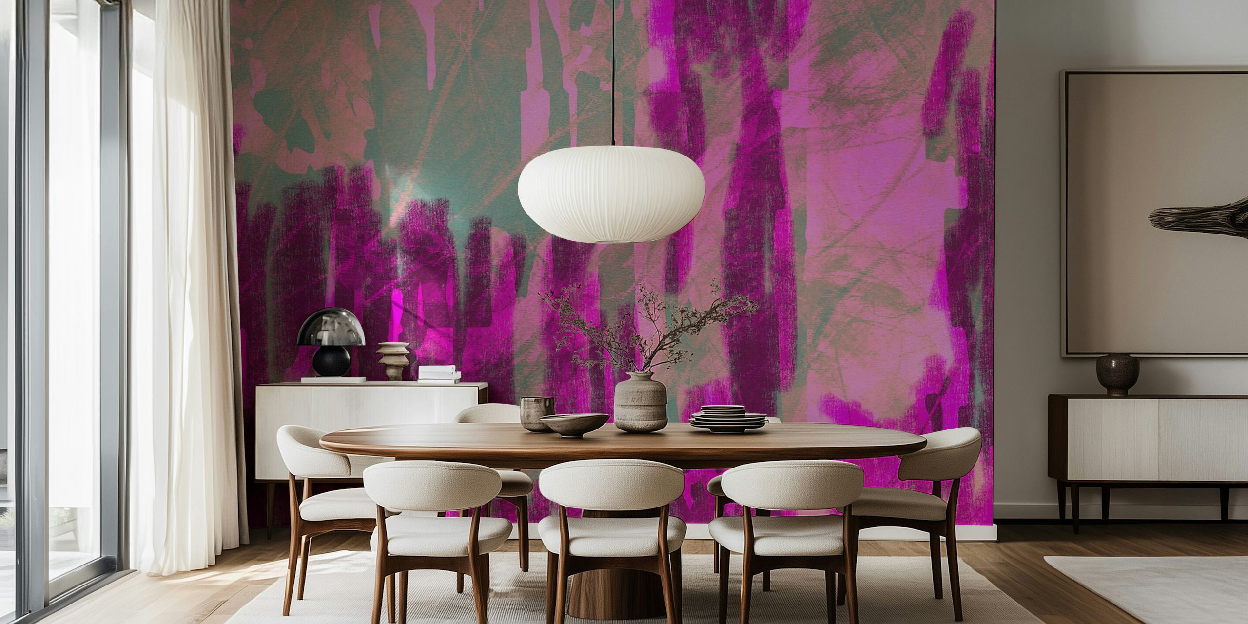 Bold Magenta wallpaper design in a room