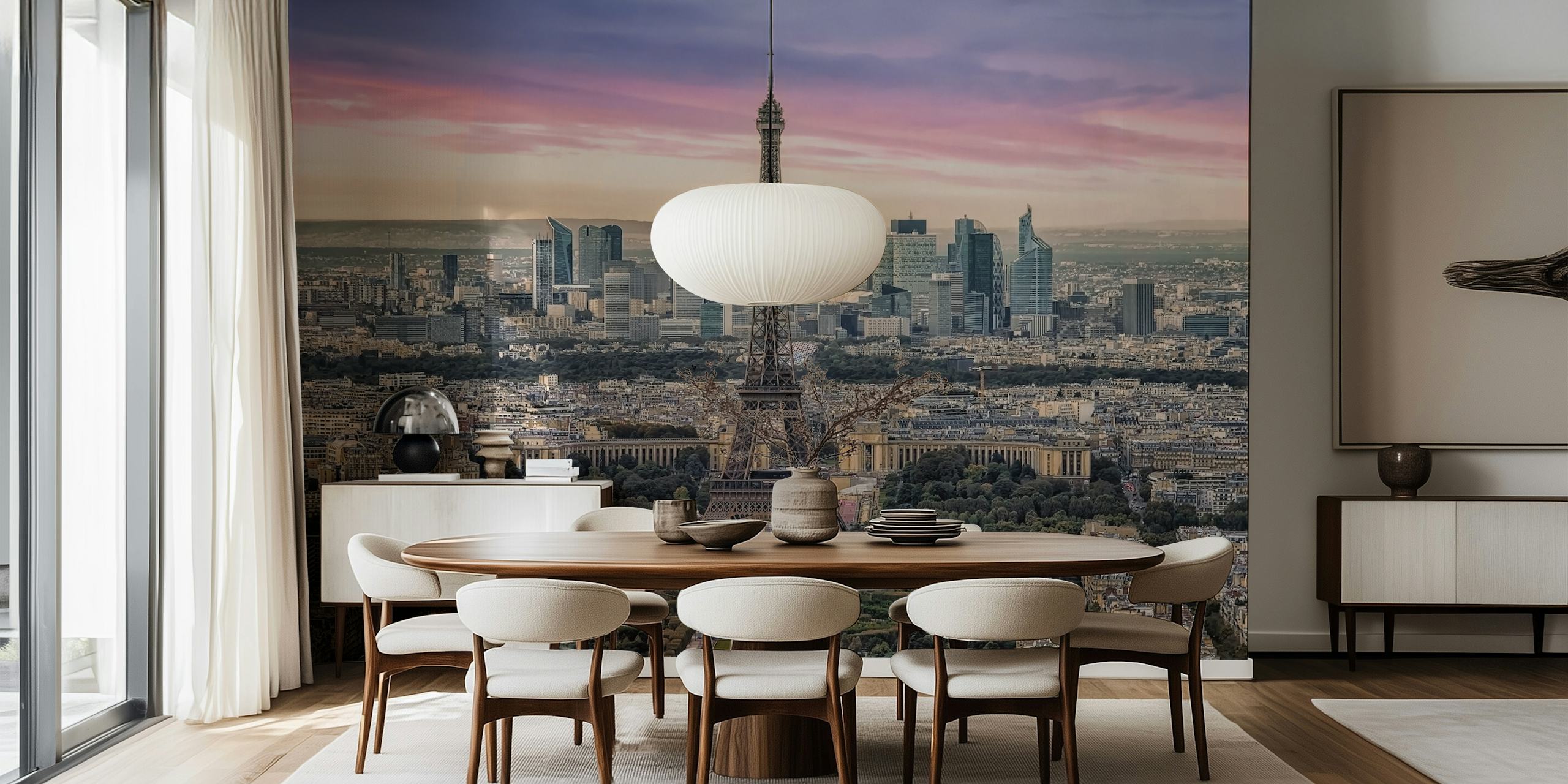 Pink sunset em Paris com a Torre Eiffel
