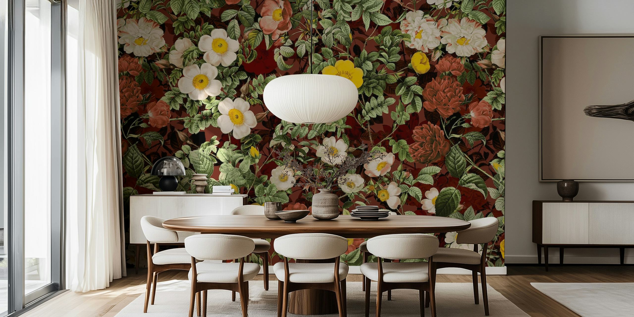 Bloemenpatroon behang in een kamer