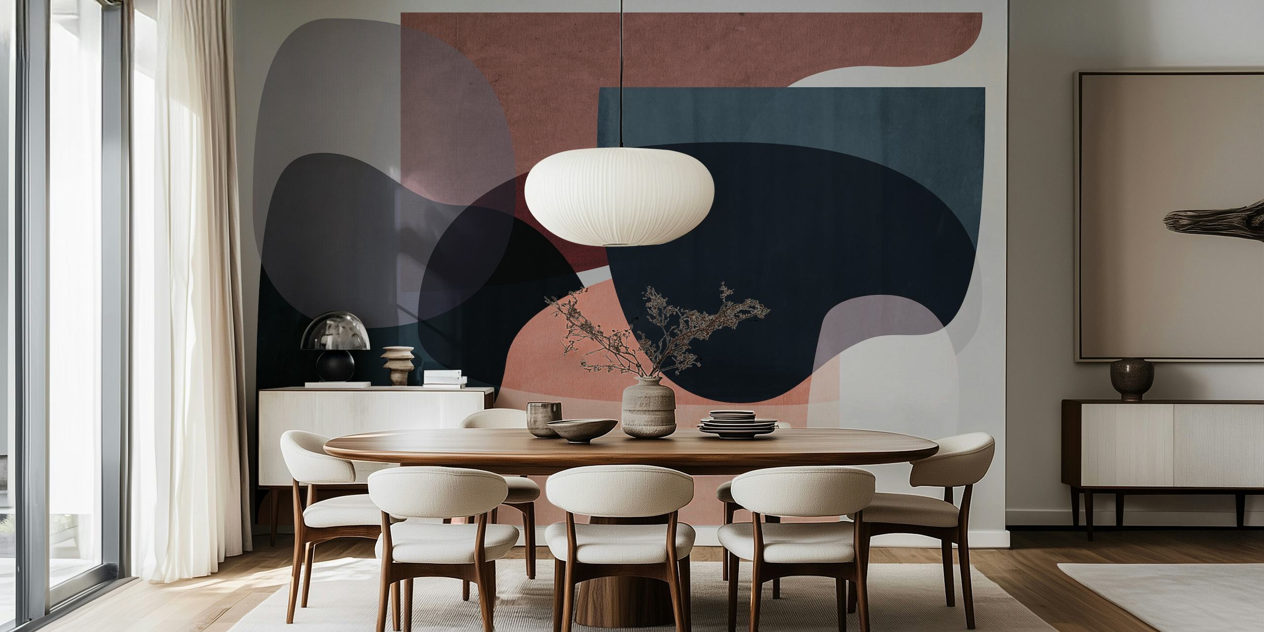 Abstract multi-colored shapes in dark tones wallpaper