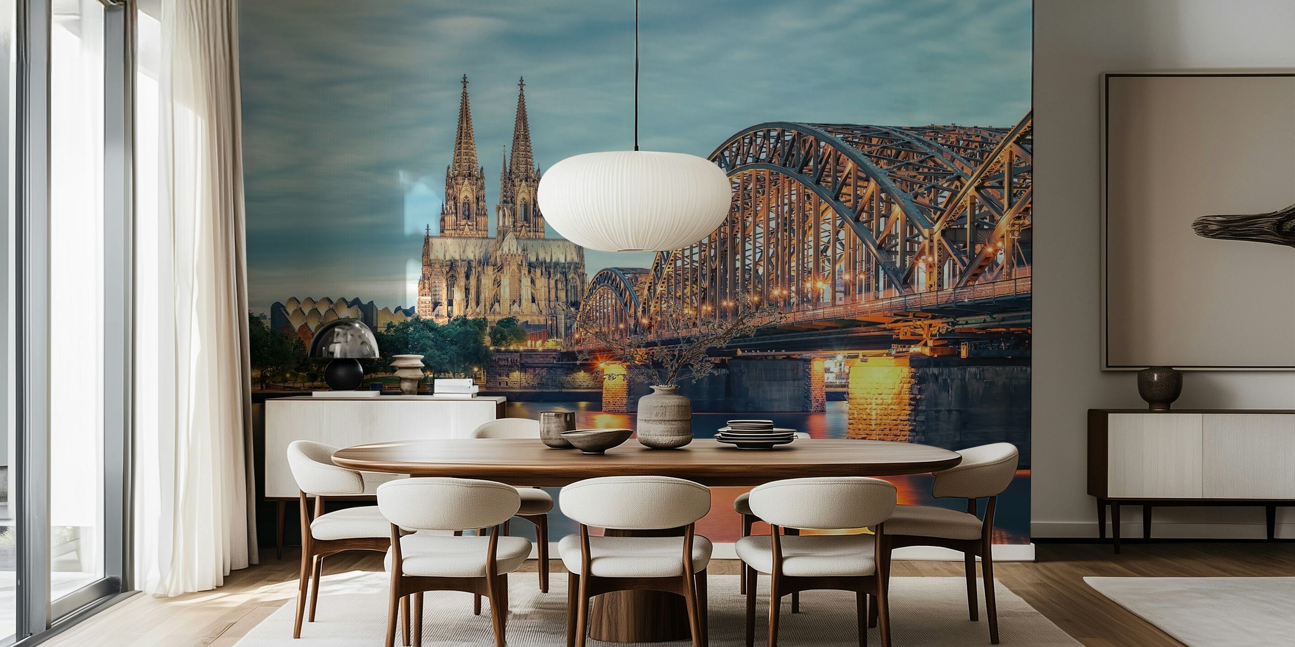 Cologne skyline wallpaper in a room