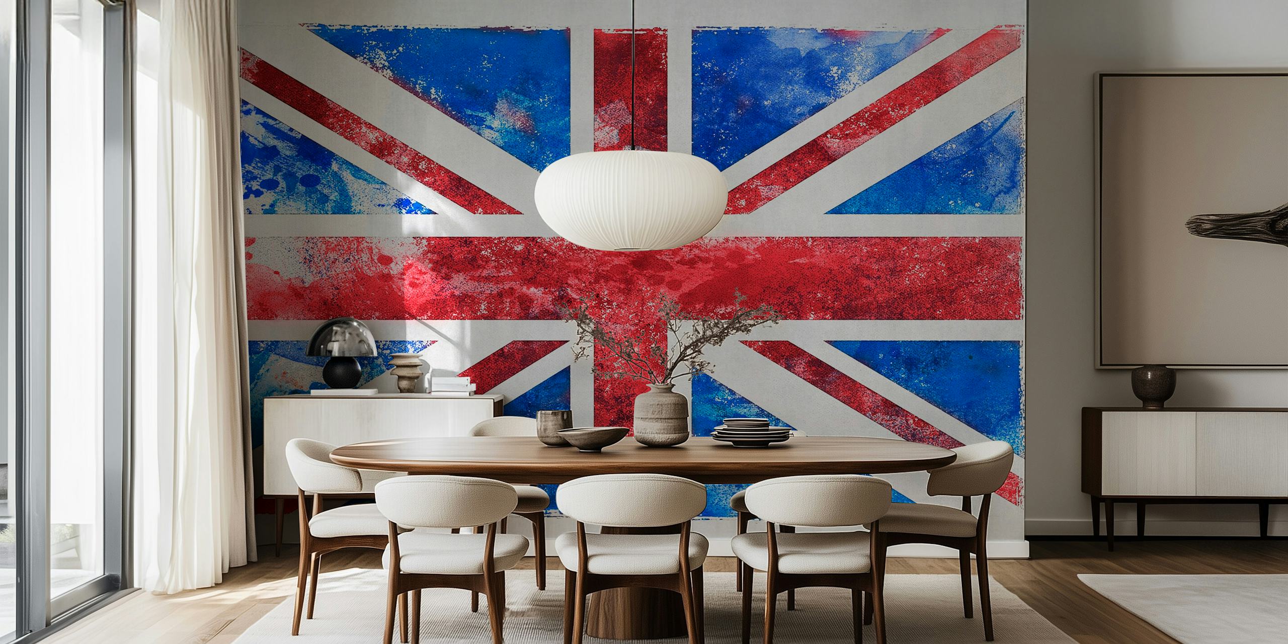 Vibrant distressed Union Jack UK Flag muurschildering