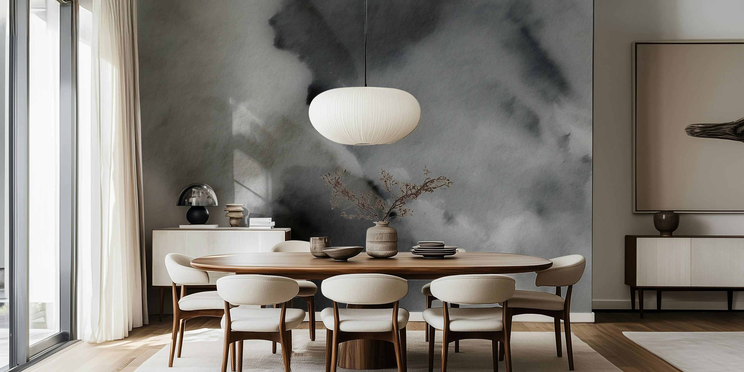 Soft Japandi Neutrals Tapete in einem Zimmer