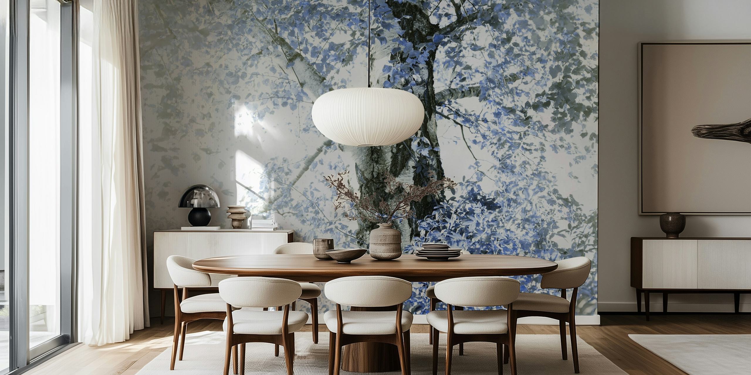 Birch tree tapetdesign i et rom