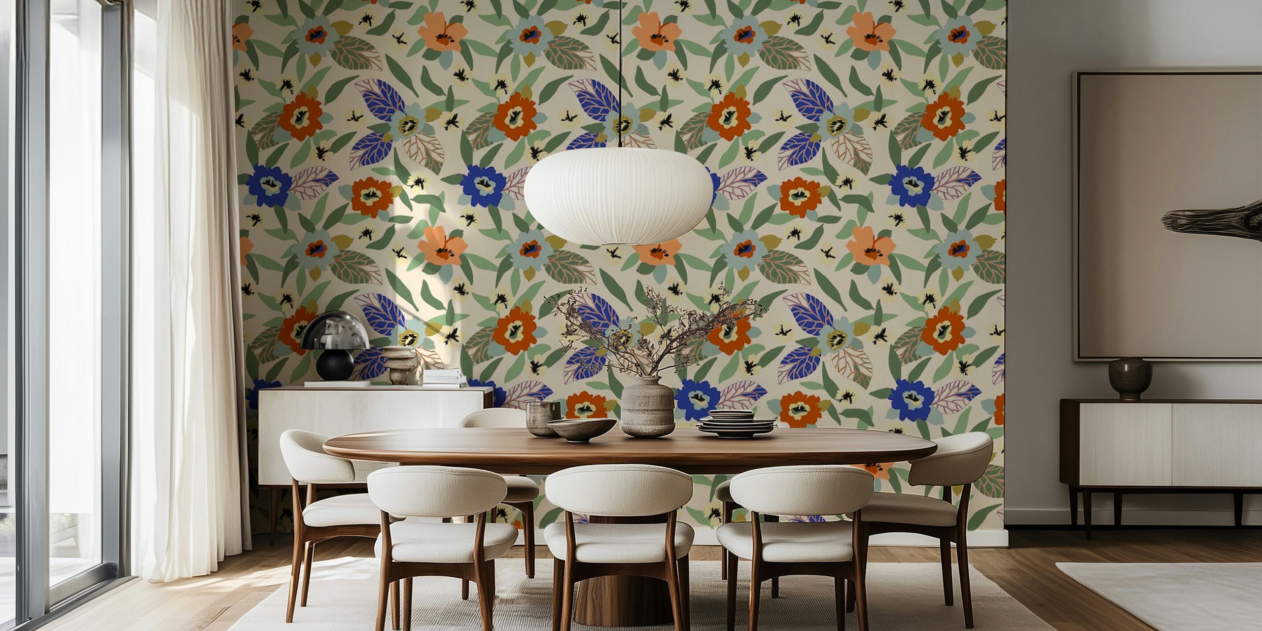 Modern Floral Garden CDP 1 veggmaleridesign med en blanding av moderne farger og klassiske blomstermønstre