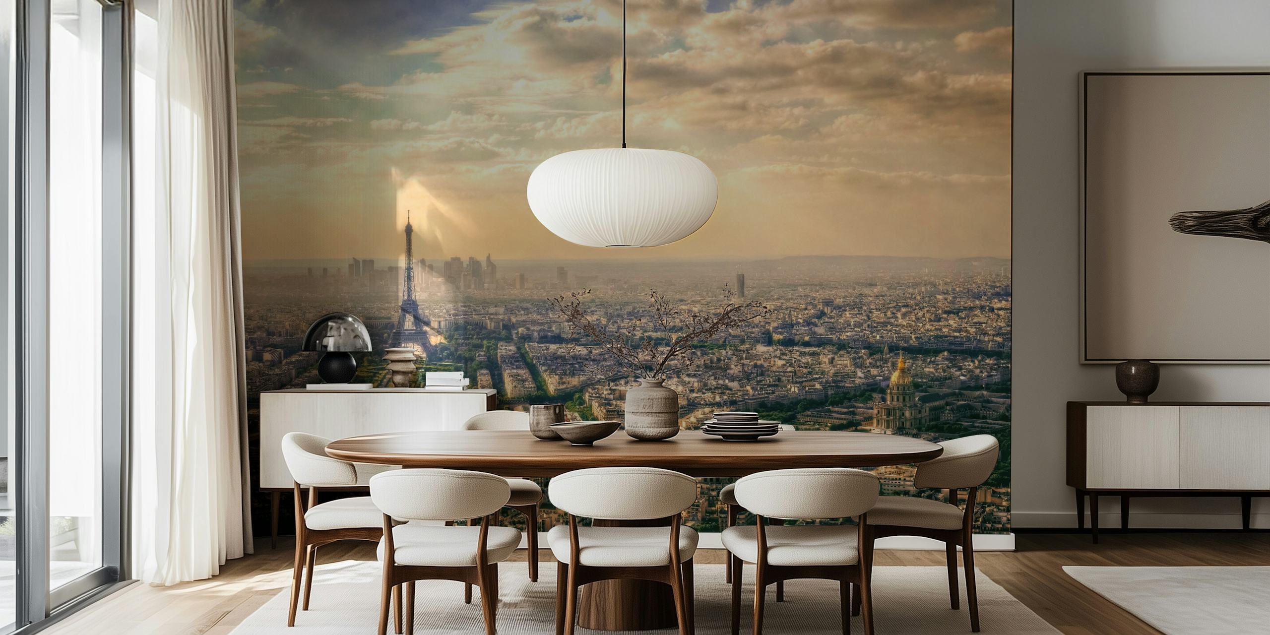 Paris, France τοιχογραφία με τον Πύργο του Άιφελ και αστικό τοπίο