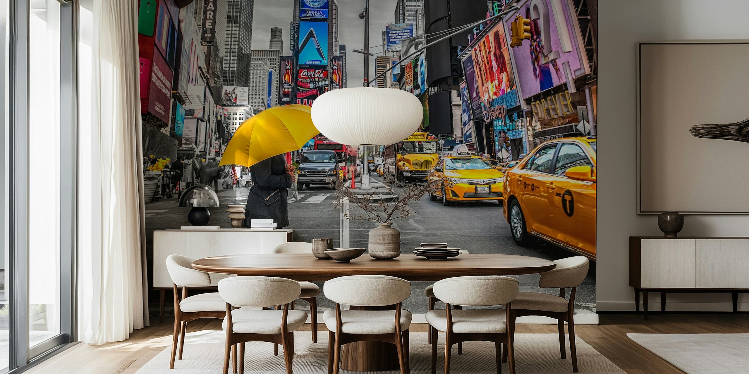 Papel de parede Radiant Rain em um ambiente urbano estiloso