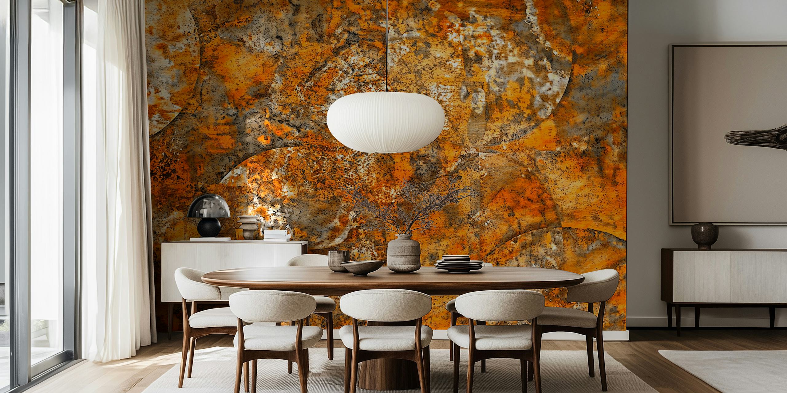 Rust textured orange and gray pattern wallpaper