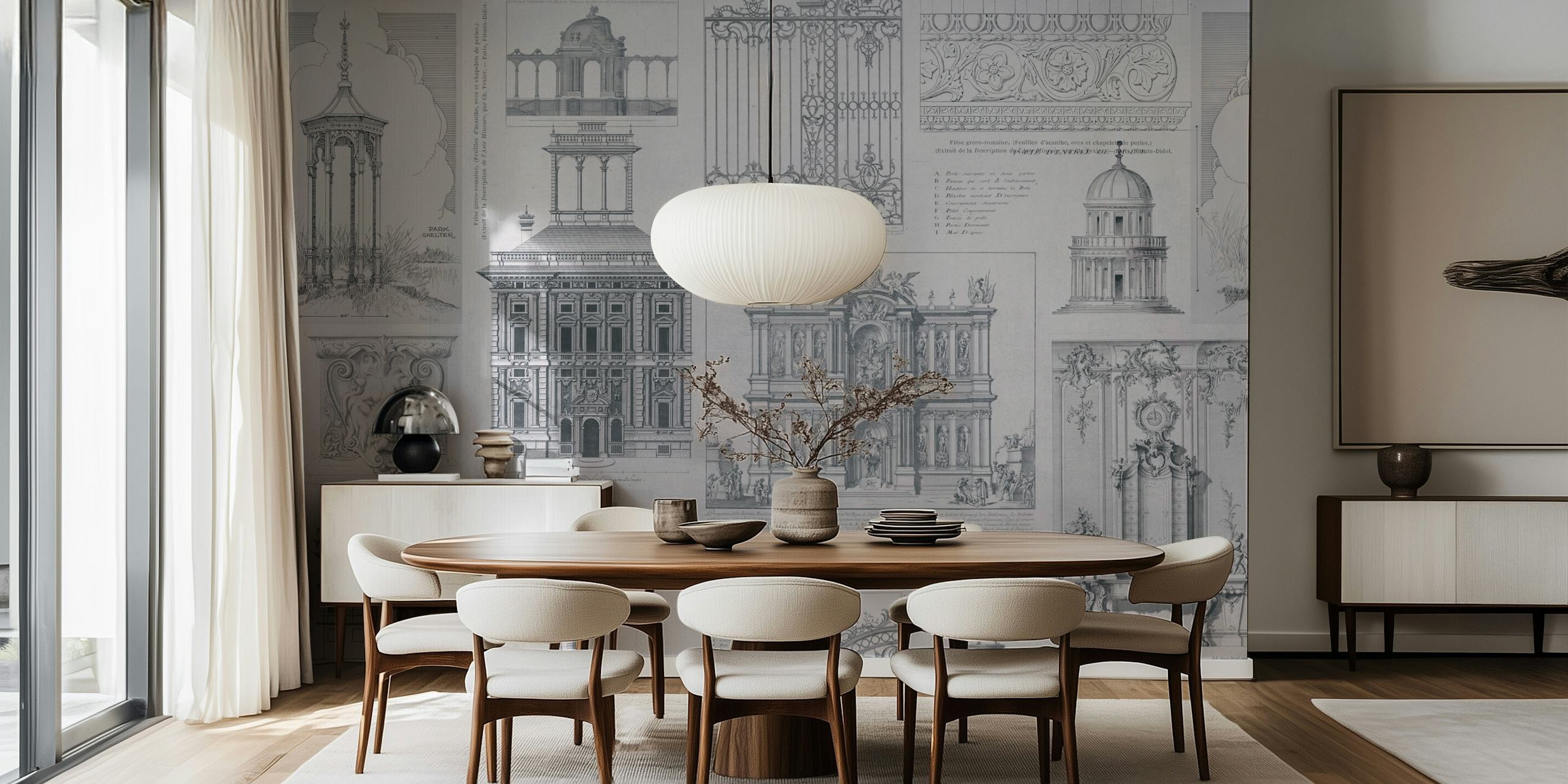 Classic Architecture Collage Grey nella stanza