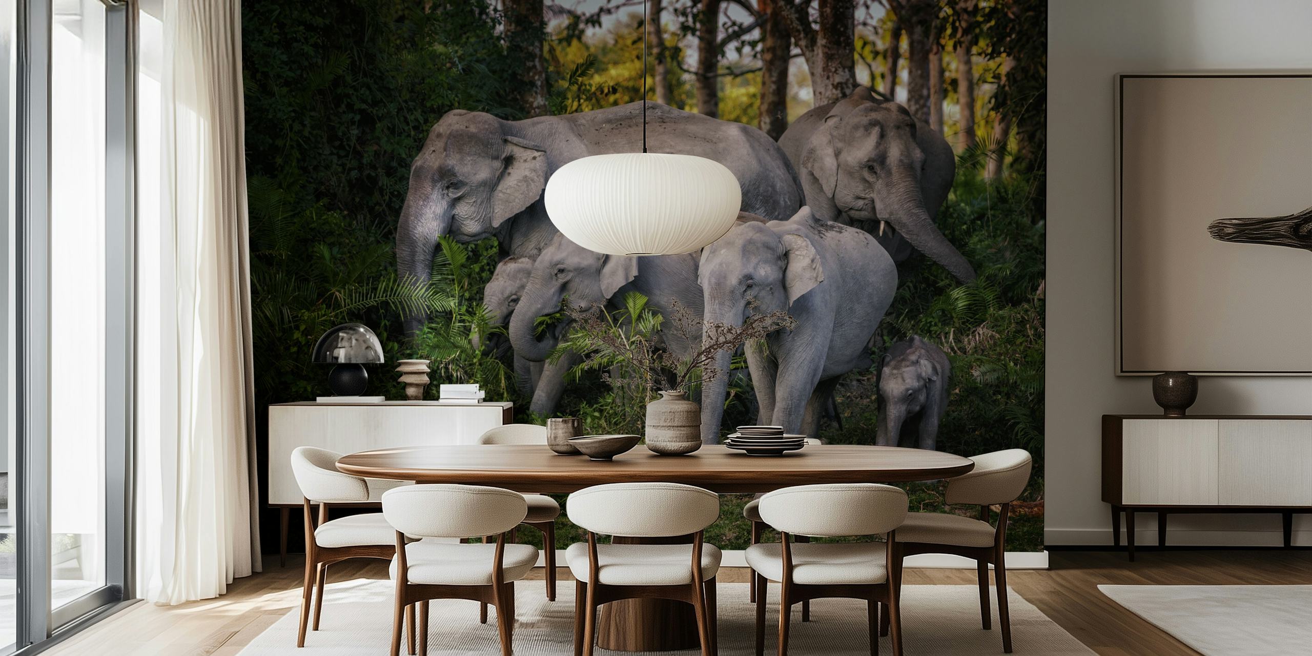 Tapetti, jossa on tasty leaves -kuosi huoneessa