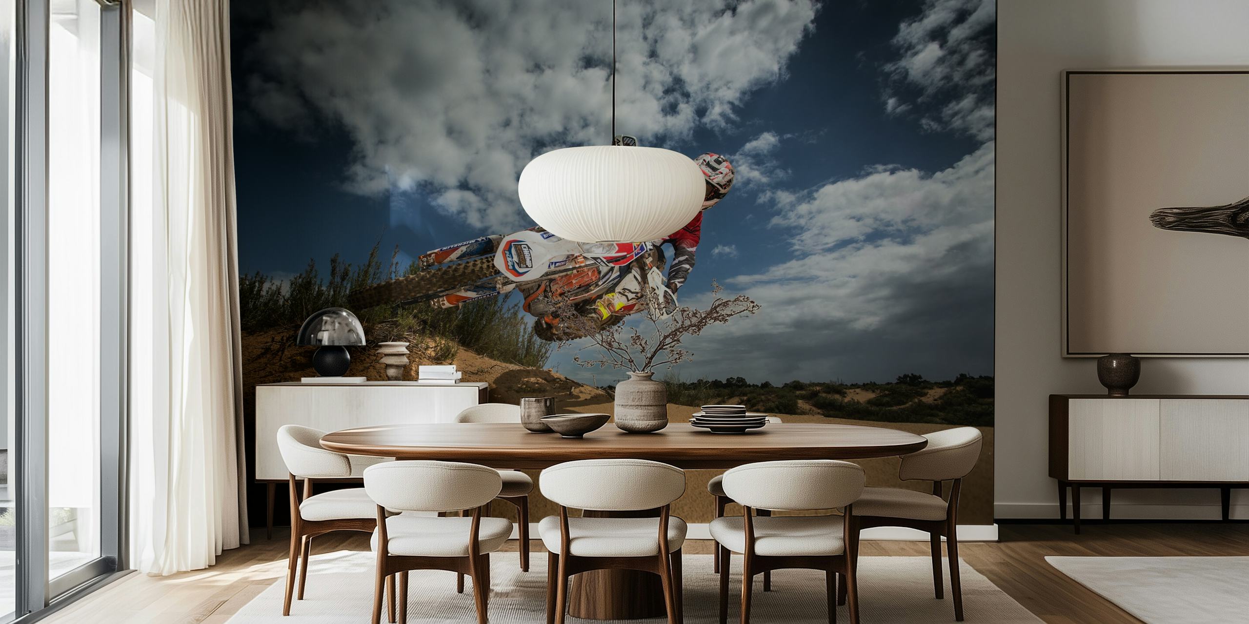 Dynamisk motorsykkel aksjon tapet i et rom