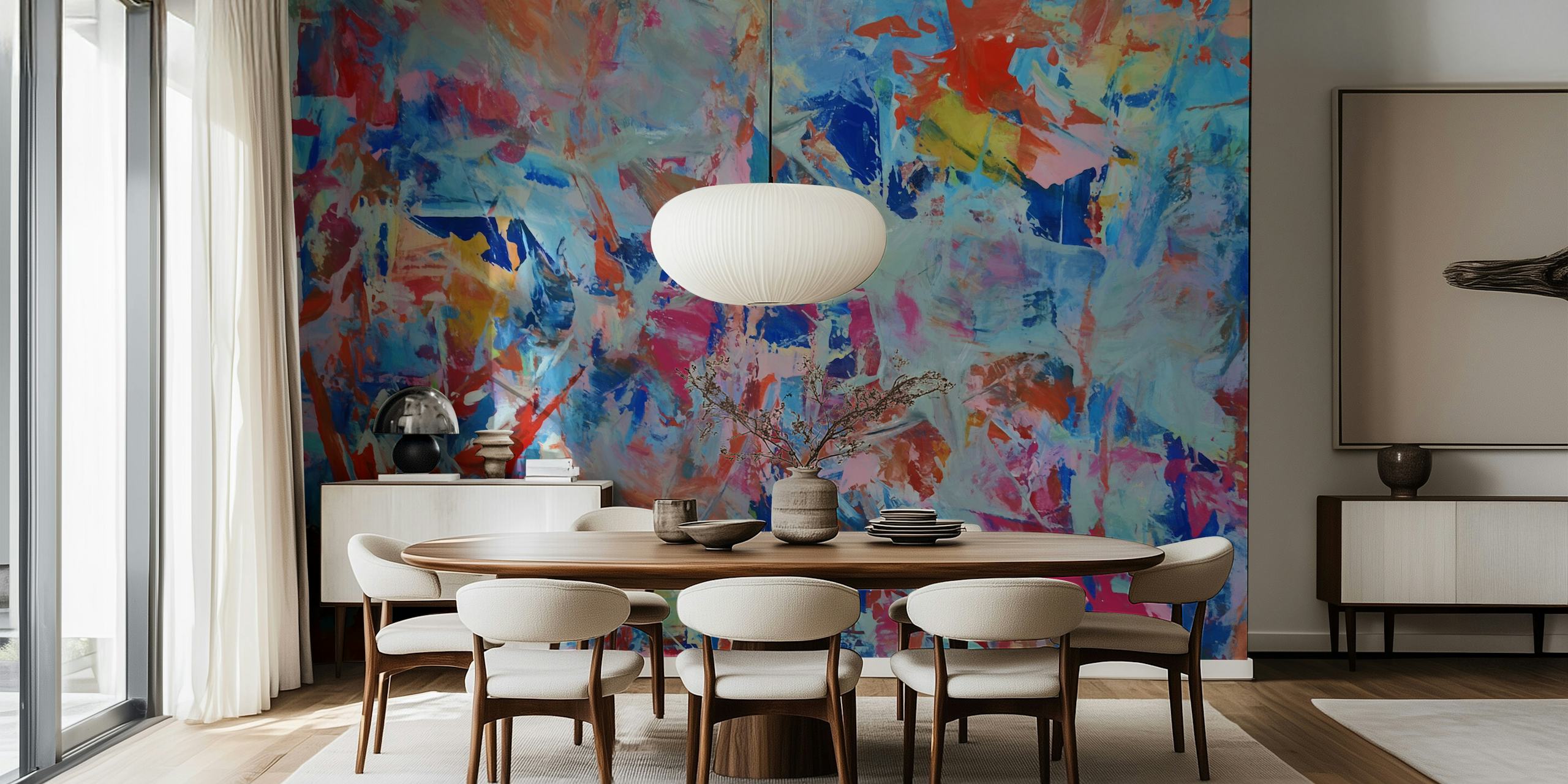 Abstract colorful brush strokes wall mural