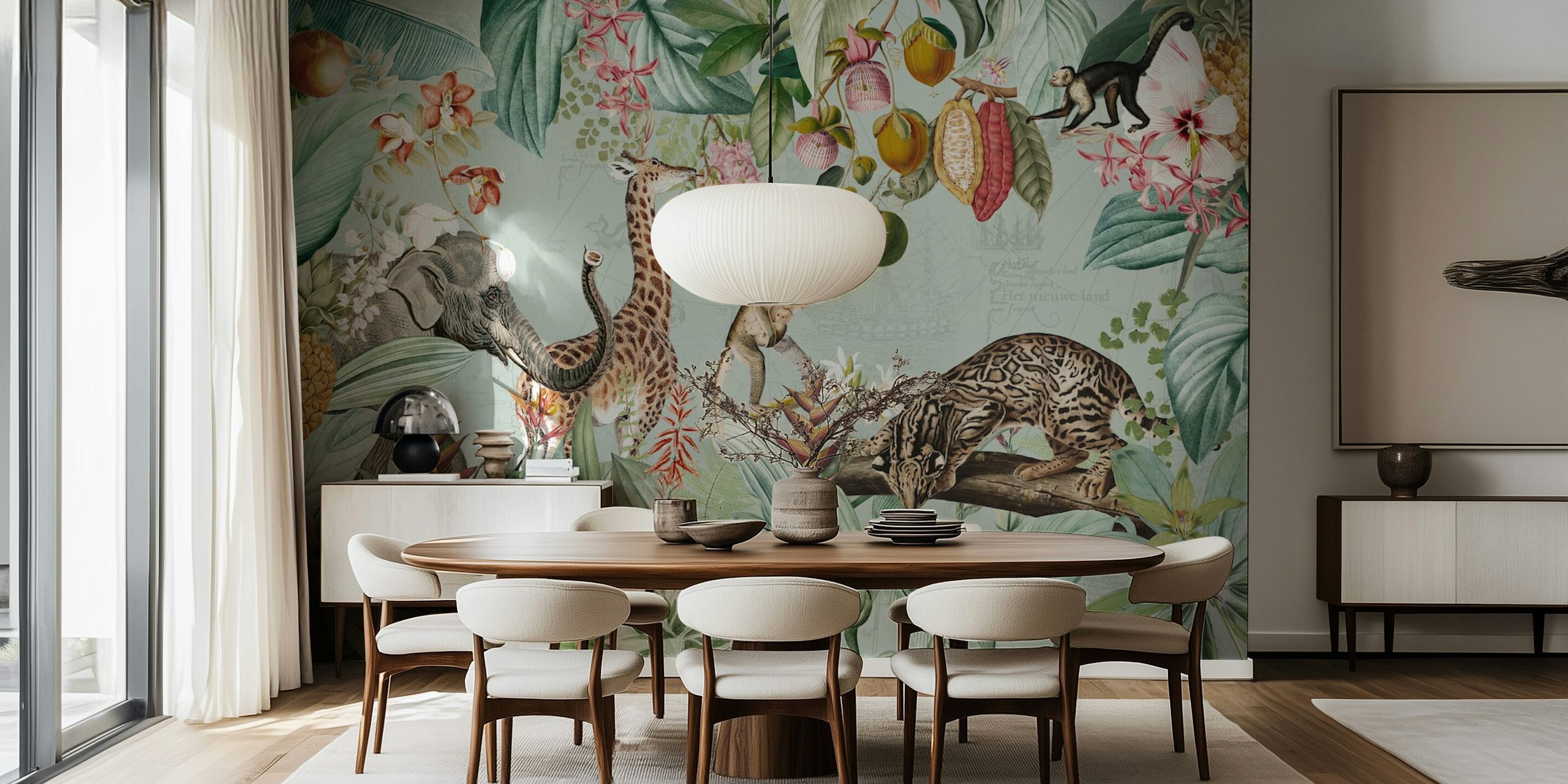 African Tropical Jungle Safari wallpaper in a room