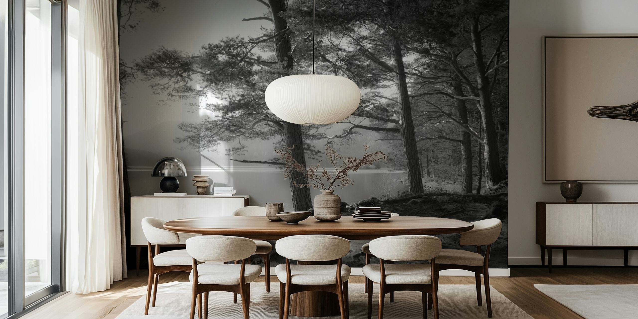 Loch an Eilein wallpaper in a stylish room