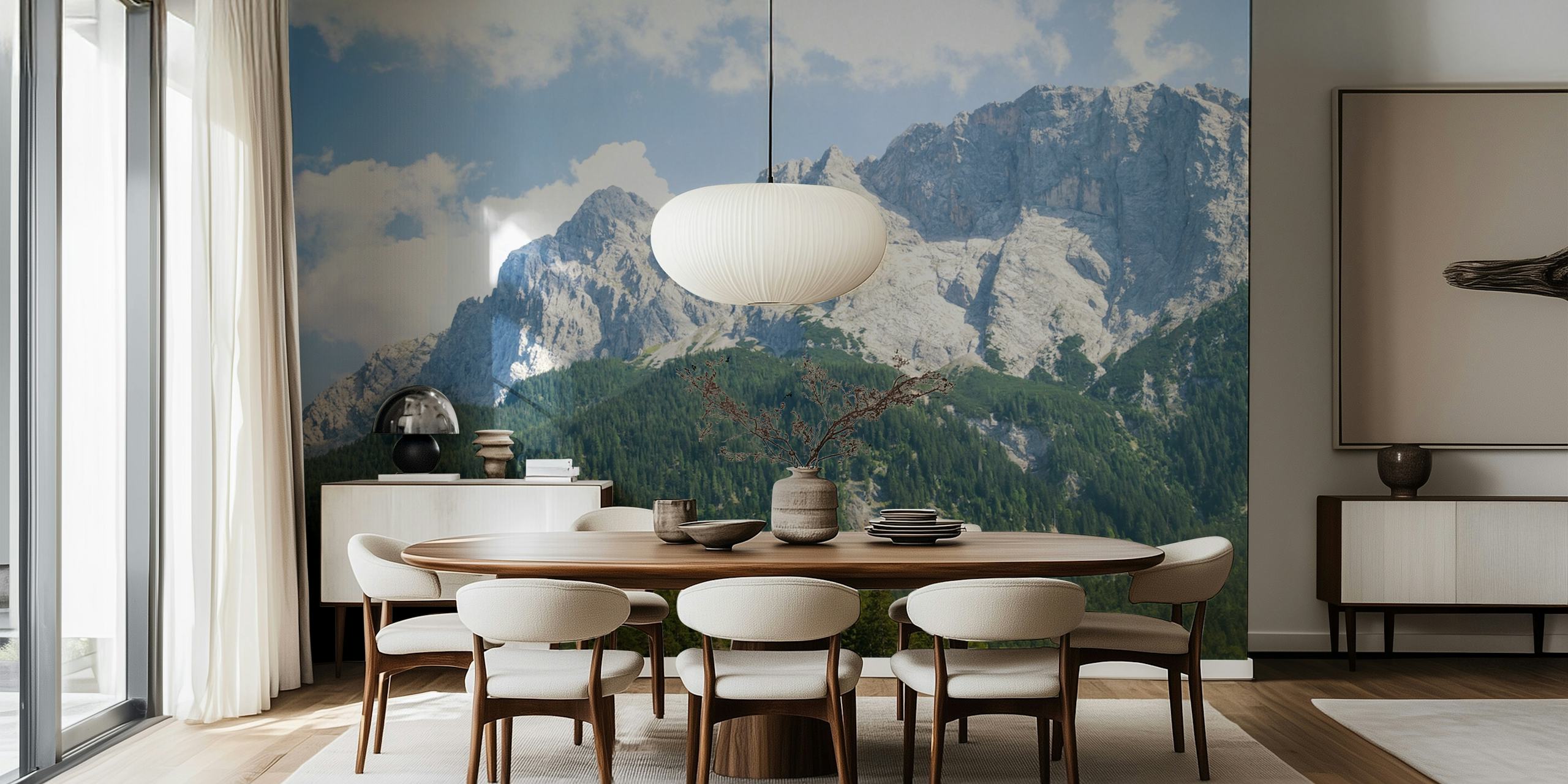 Mountain Tree Bliss 2 wallpaper in a room