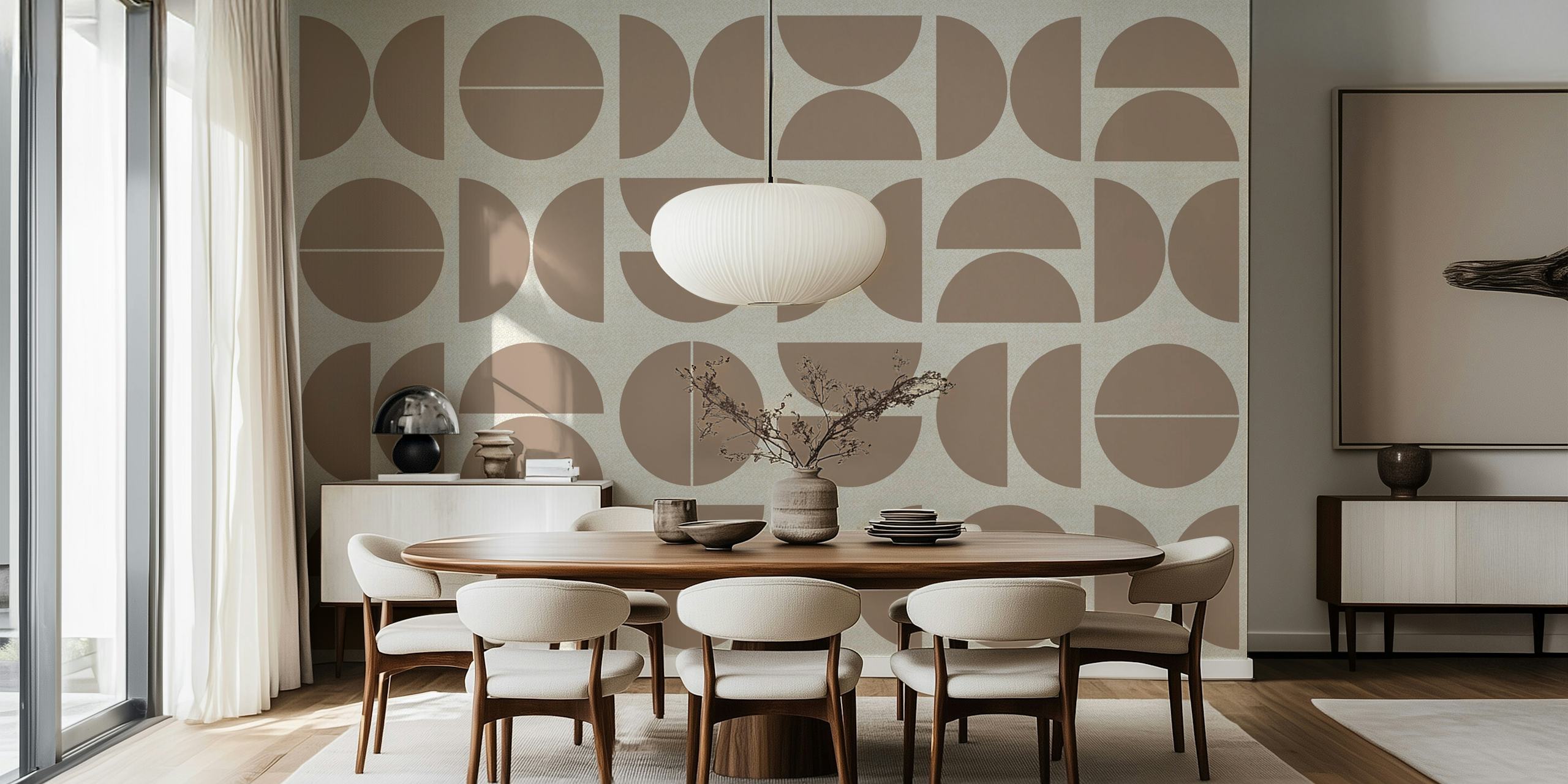 Blush Beige Bauhaus wallpaper in a room setting