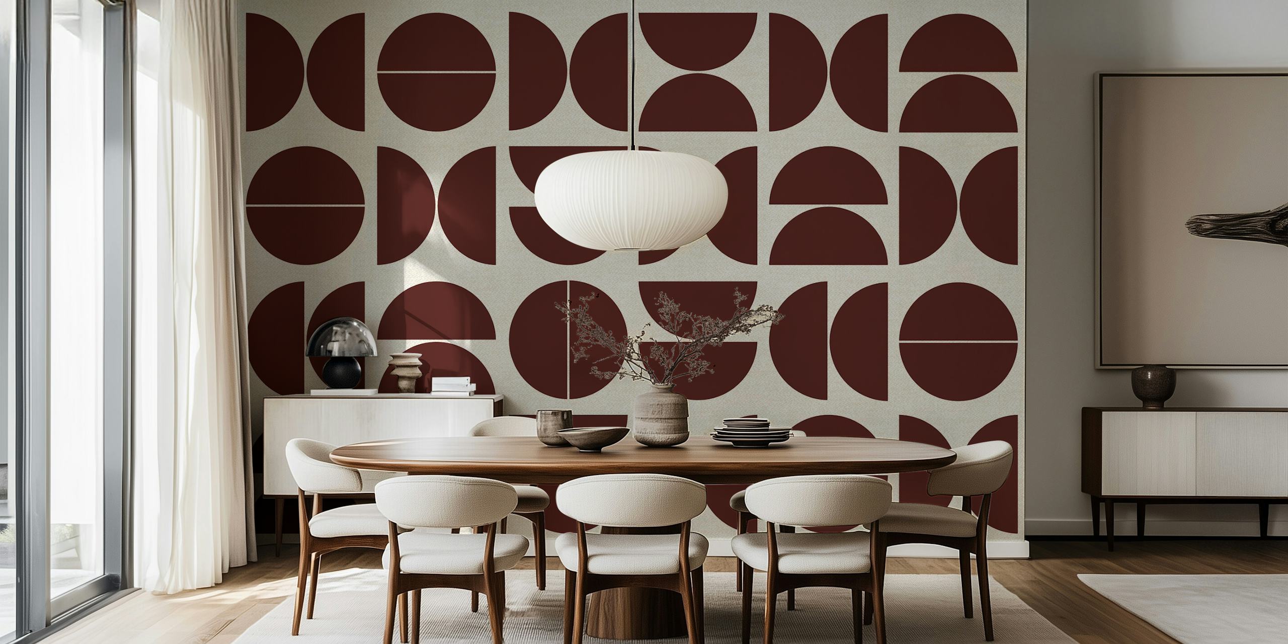 Wine Colors Bauhaus behangontwerp in een kamer