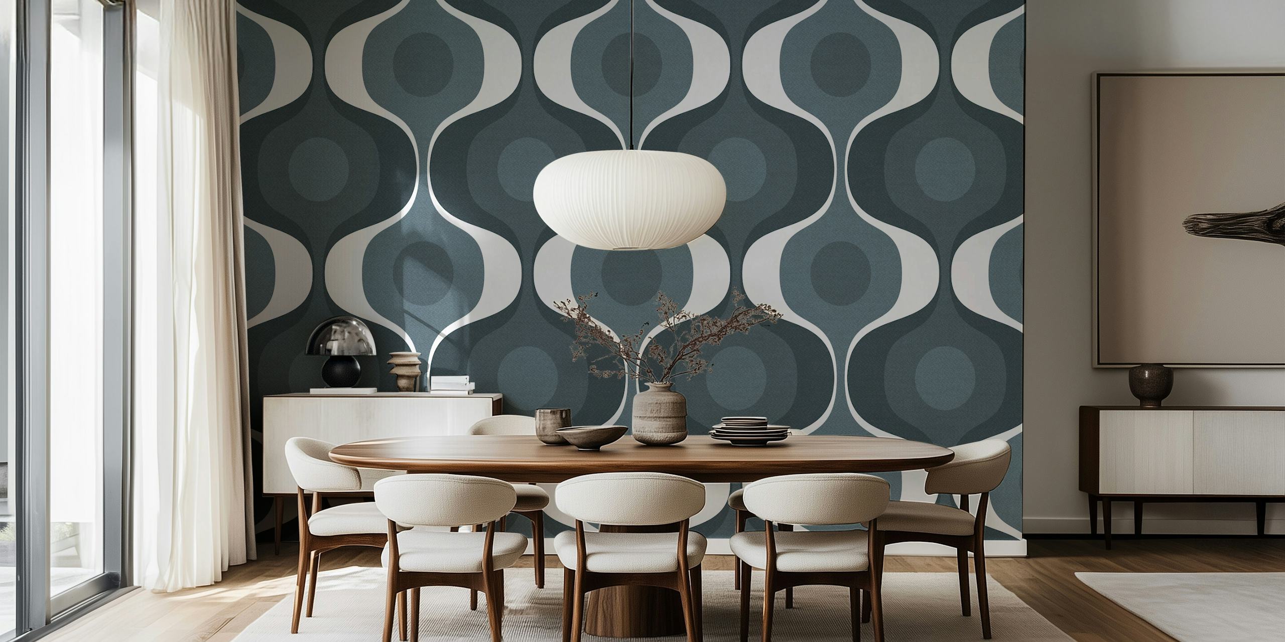 Neutral Retro 70s Luxury wallpaper in a room