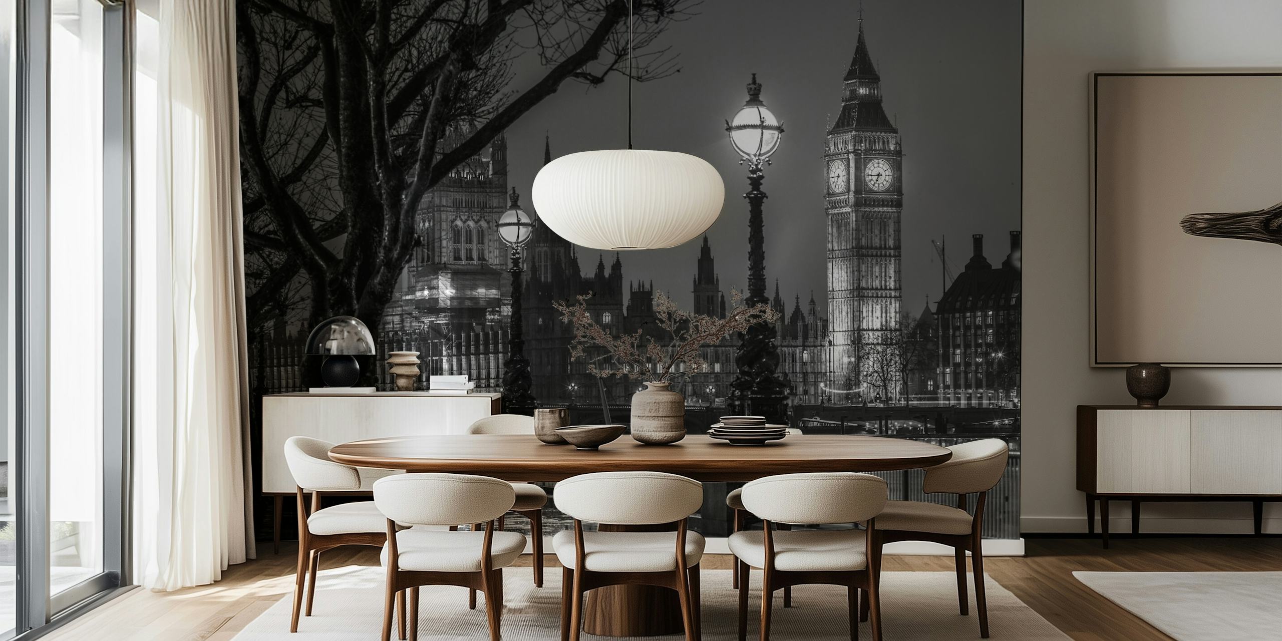 Papel de parede Nightfall Over London em um quarto