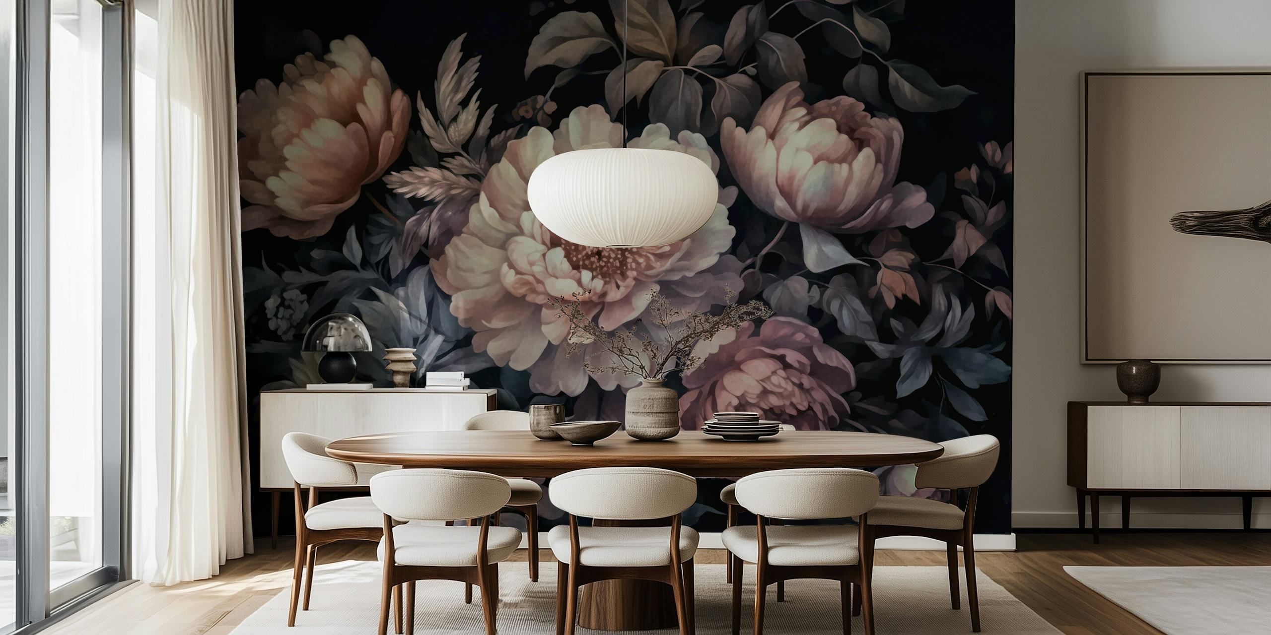 Moody Baroque cvjetni wallpaper u sobi