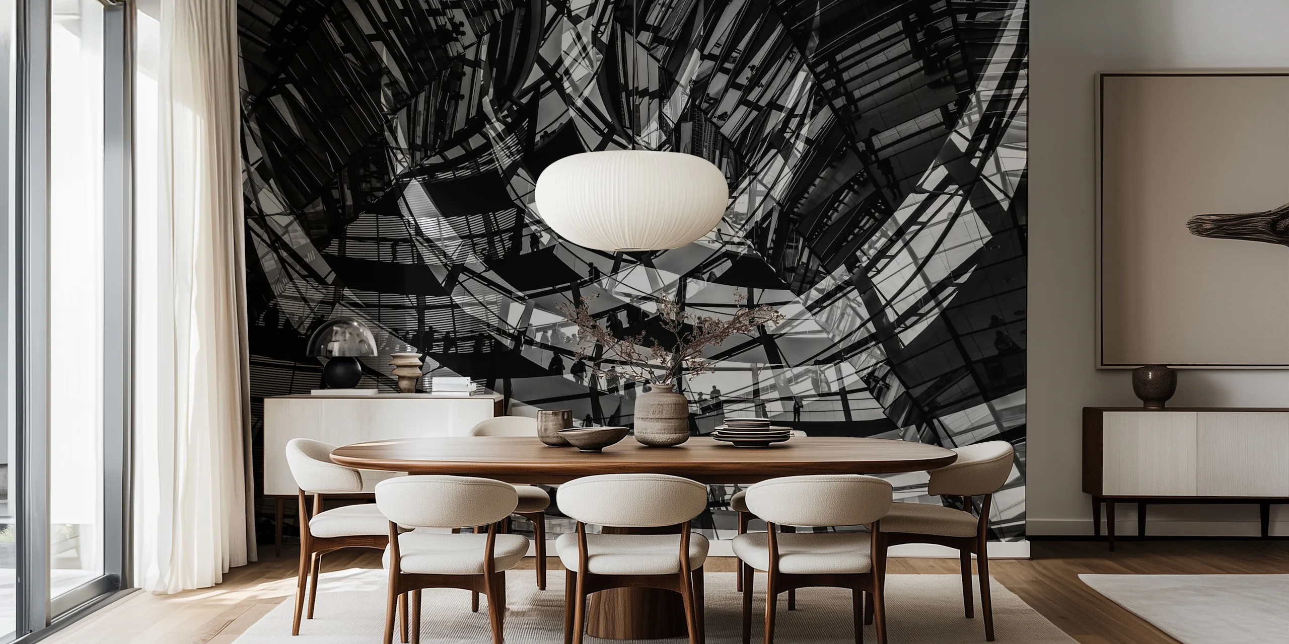 Black and White Modern Architectural Wallpaper