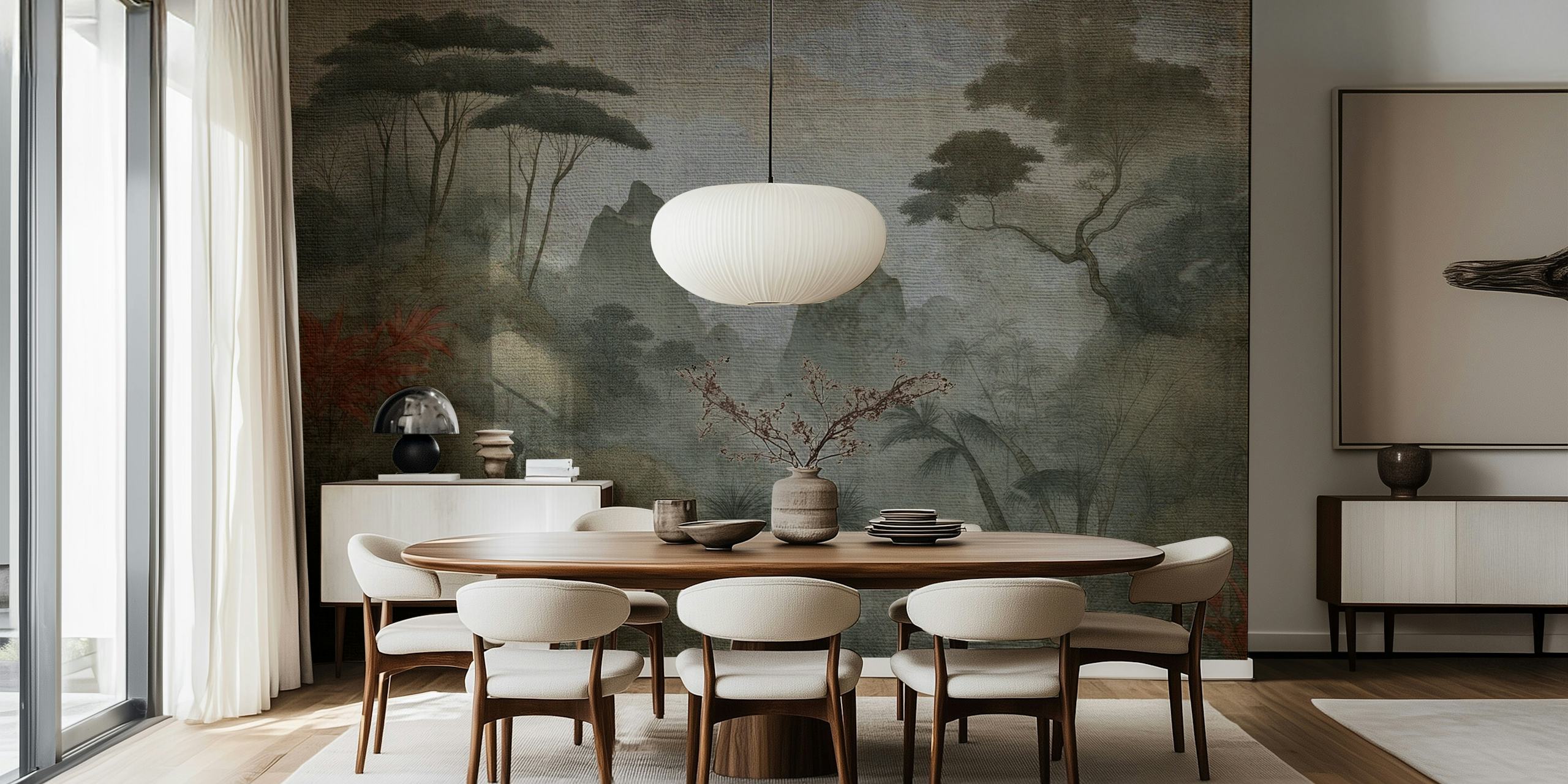 Moody Asian Forest tapetti huoneessa