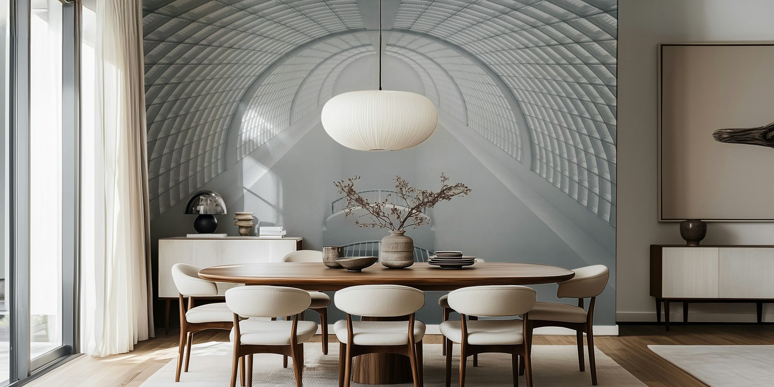 Elegant white wallpaper in a room