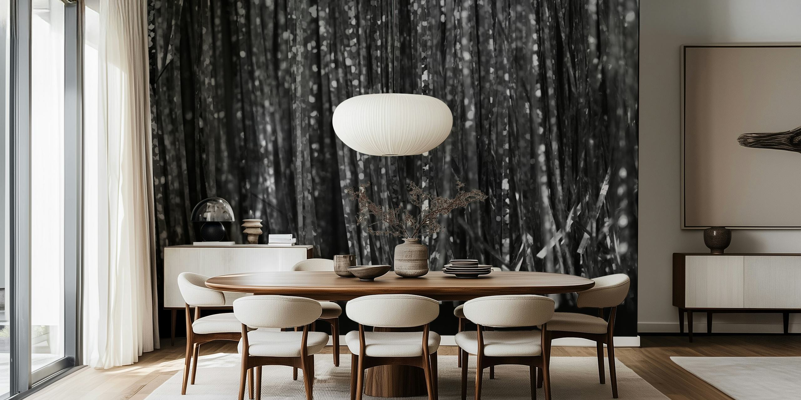 Holographic silver gray tinsel textured wall mural