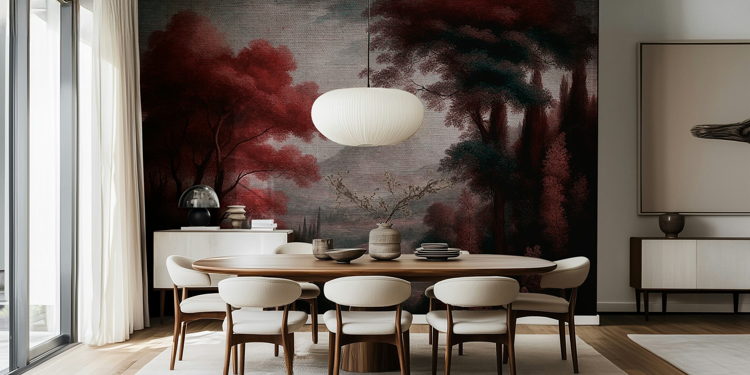 Antique Autumn Forest wallpaper in a room