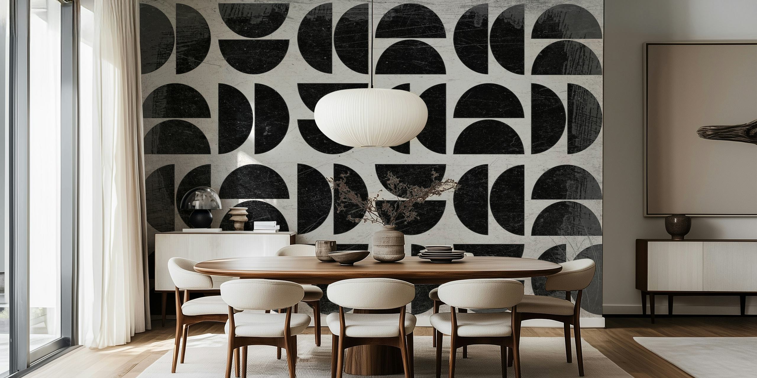 Grungy Mid Century Modern wallpaper in a room