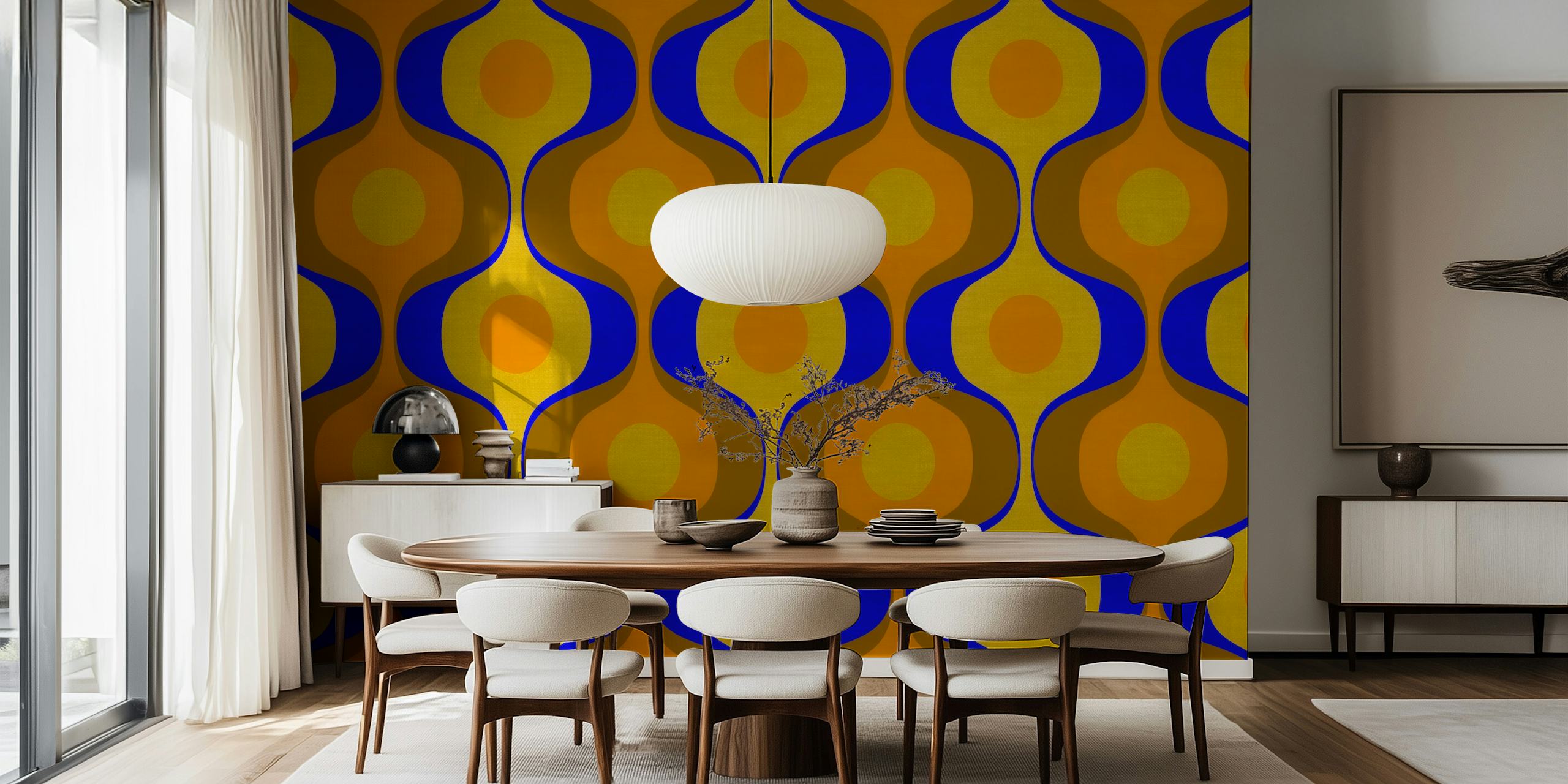 Papier peint Mid-Century Seventies Linen dans une pièce