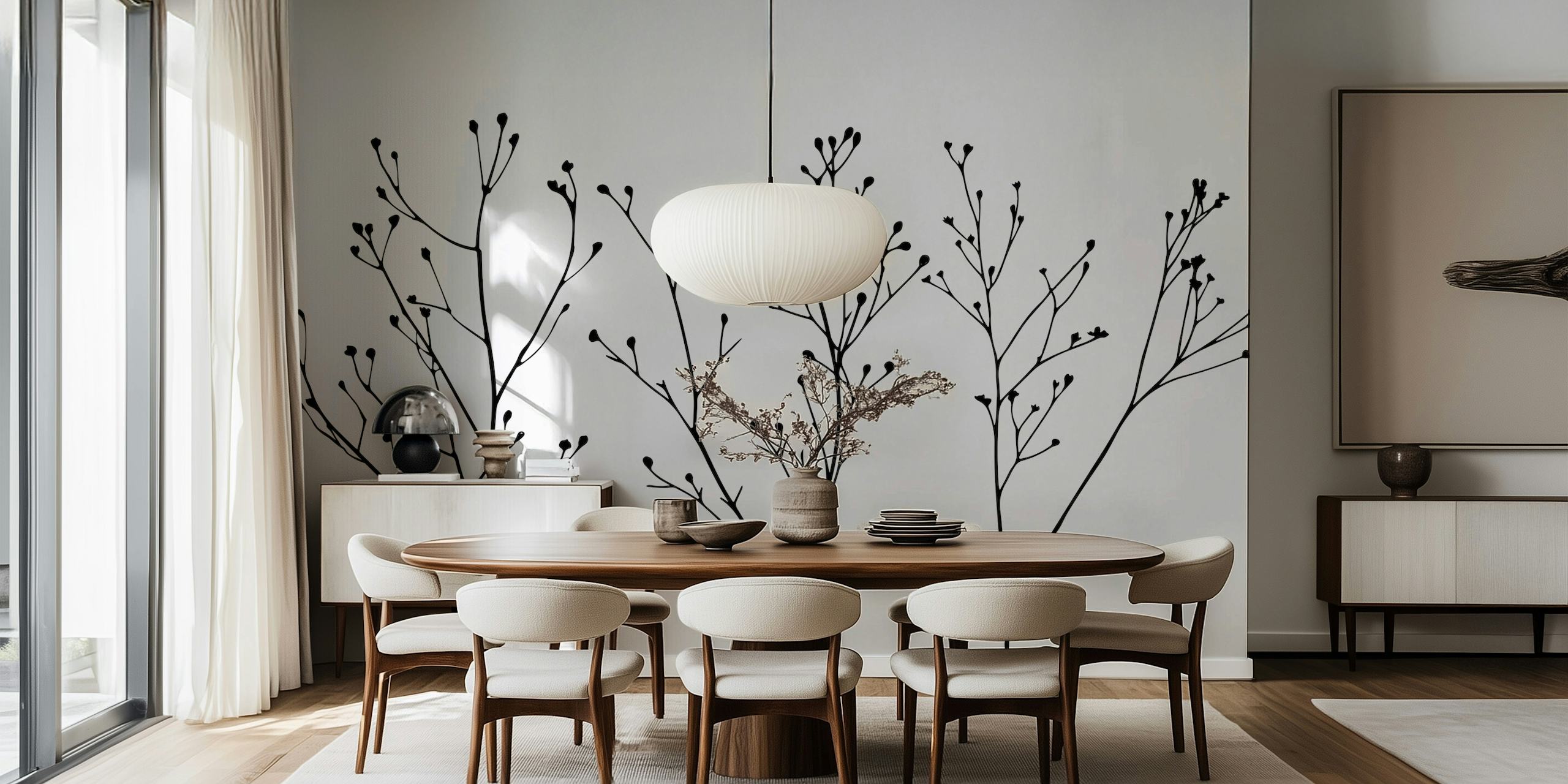 Delicate wildflower silhouettes wallpaper