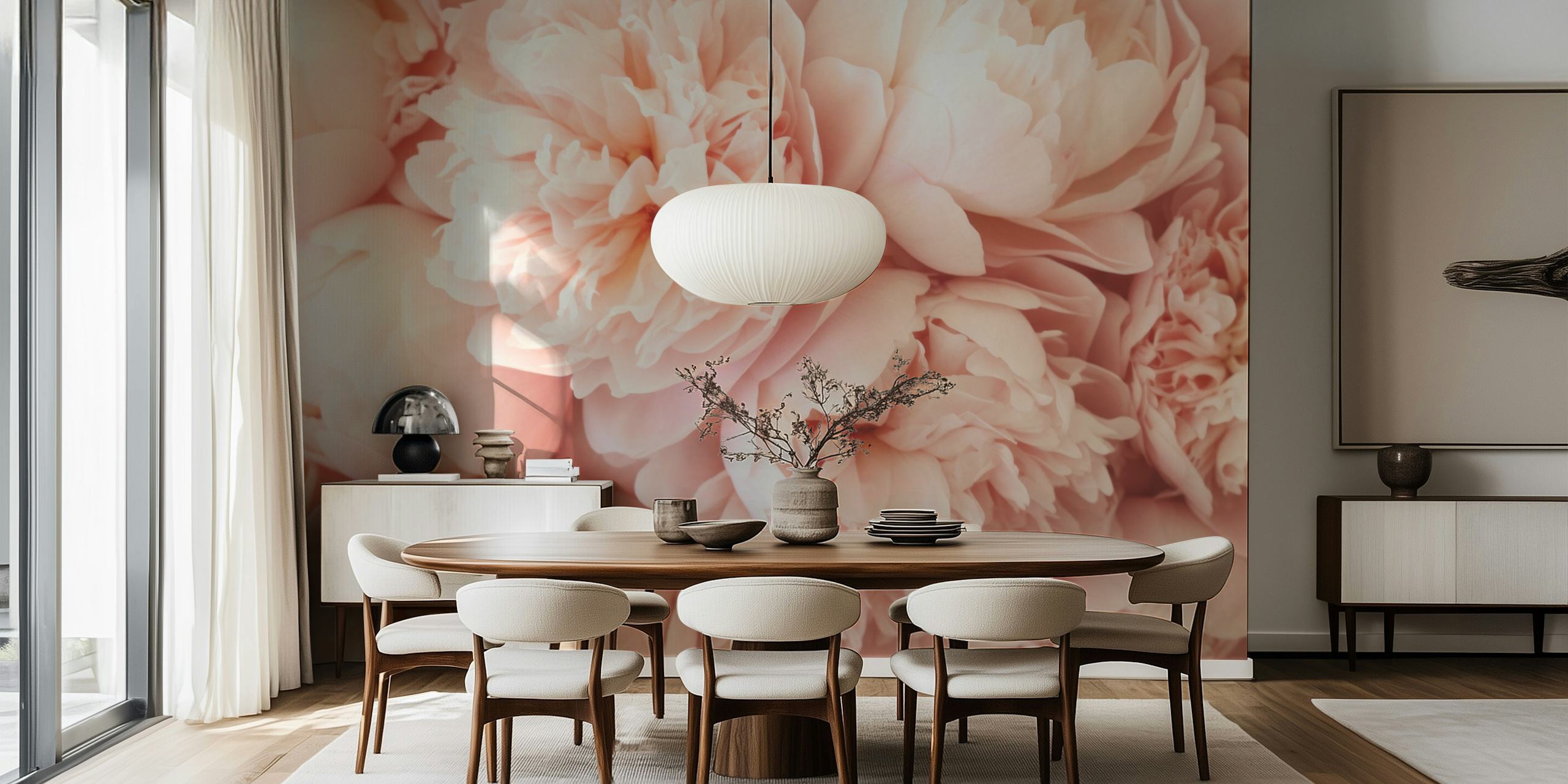 Bold Lush Baroque Summer Peonies tapet i ett rum