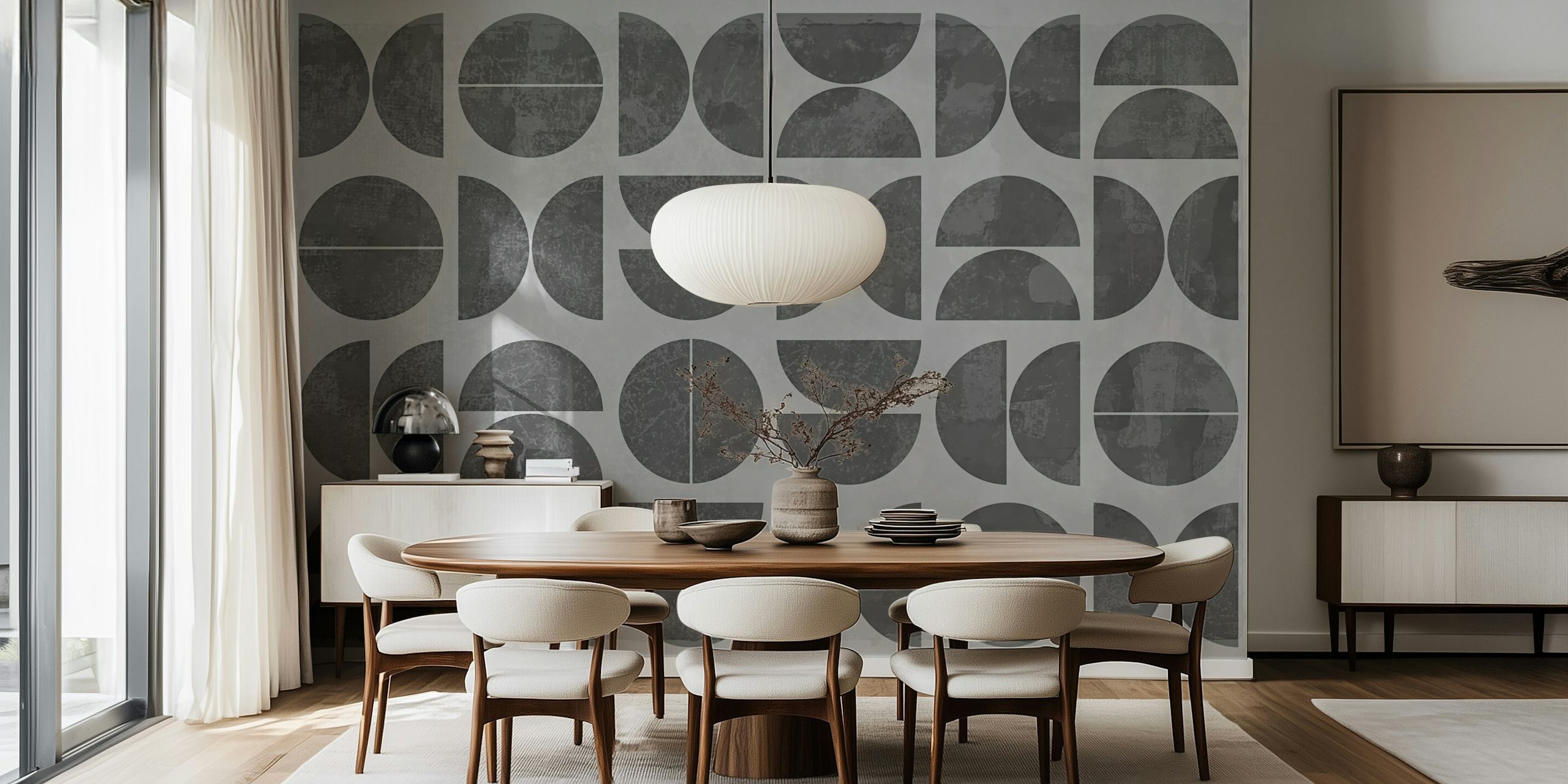 Modern gray mid-century geometric wallpaper
