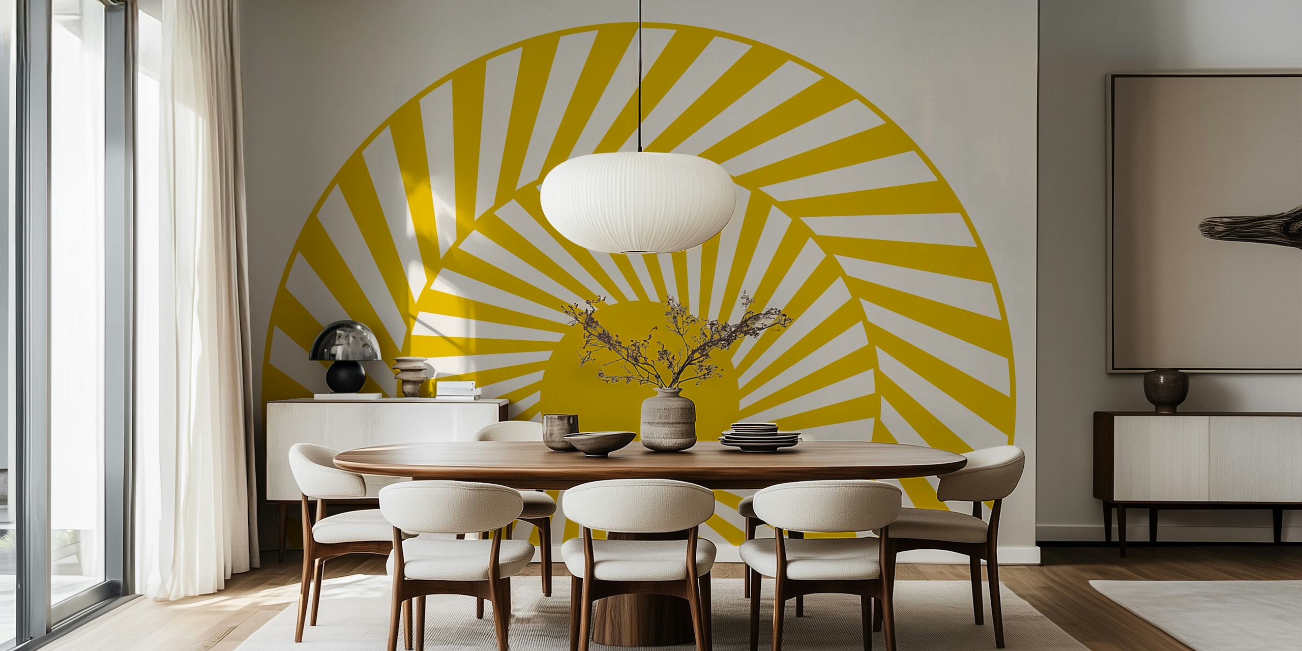 Yellow geometric spiral pattern wallpaper