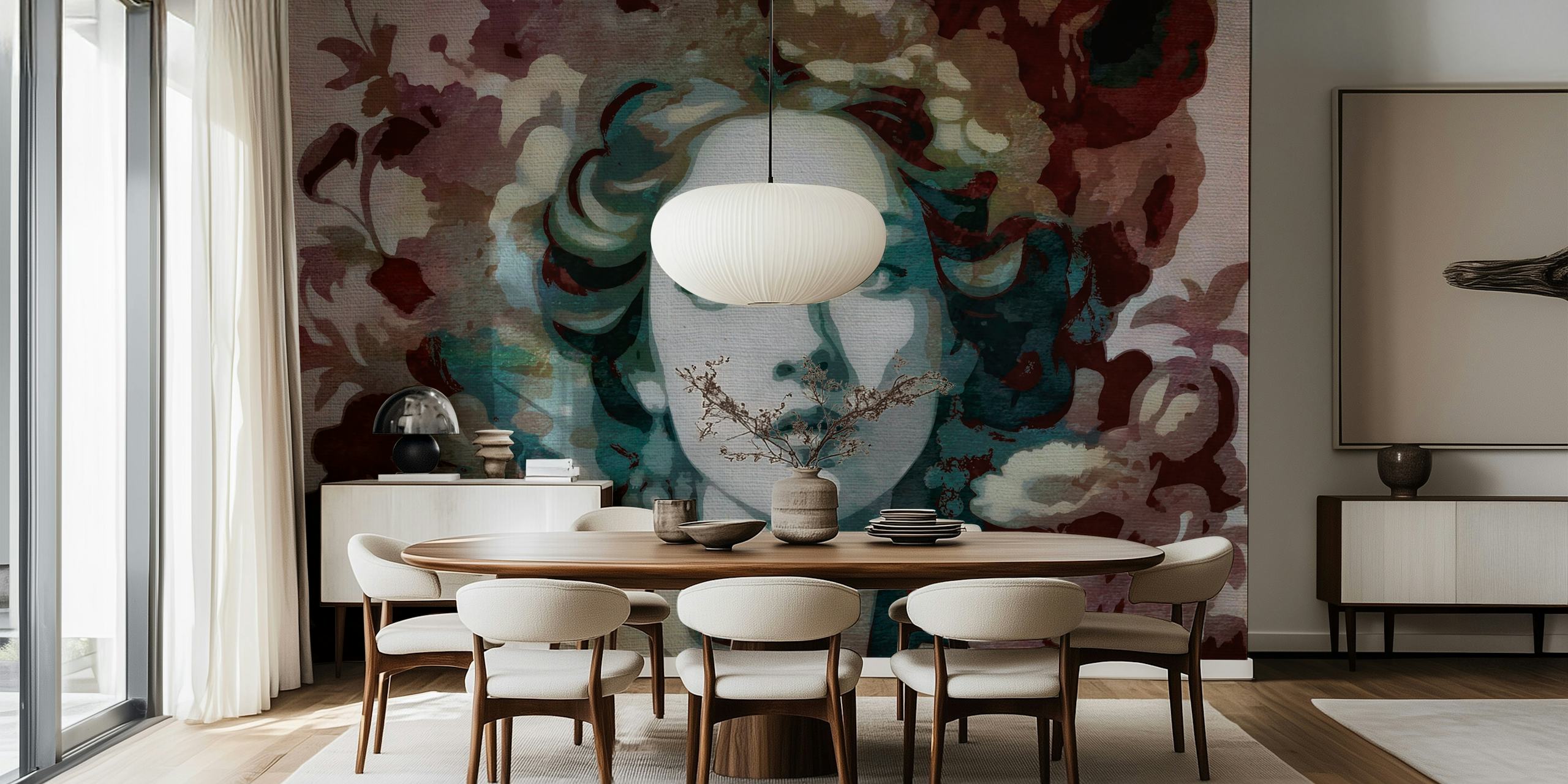 Autumn Jungle Lady Portrait wallpaper in a room