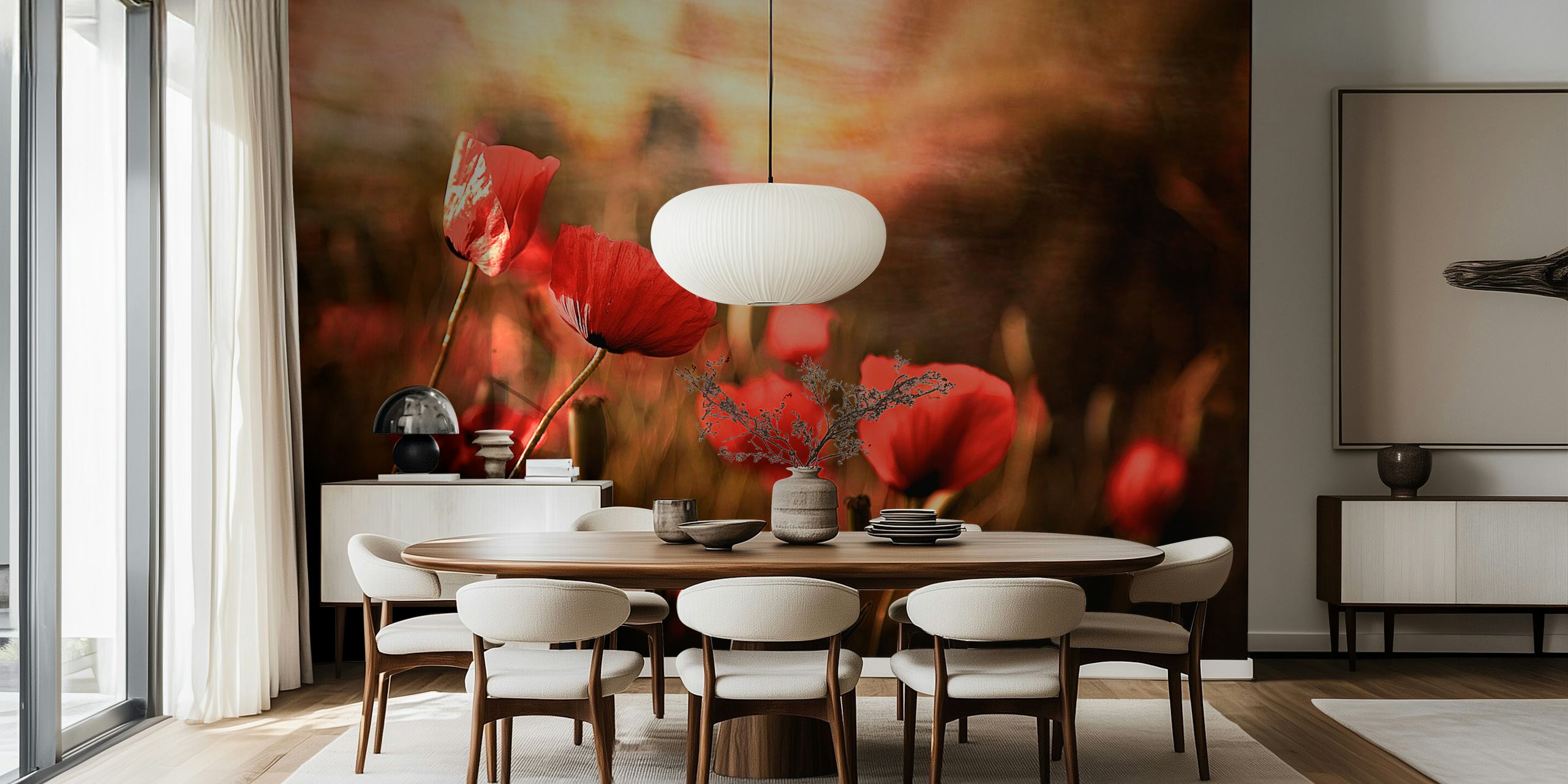 Red flowers in a garden with soft background wallpaper