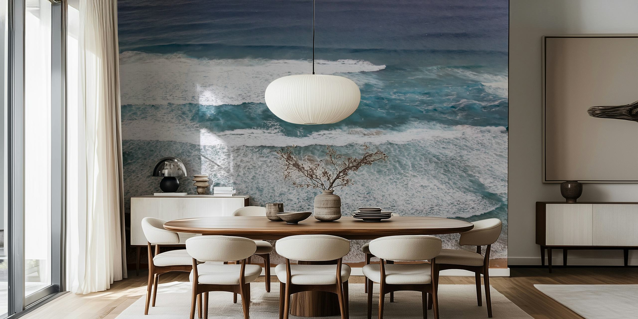 Rough Waves Portugal Atlantic papel pintado en una habitación