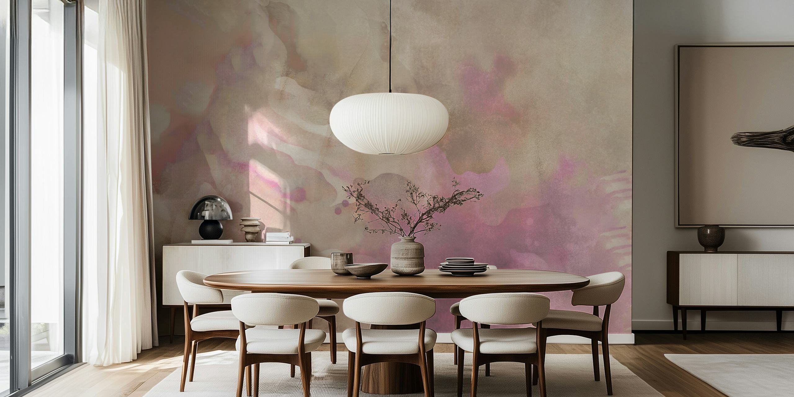 Abstract watercolor design with pink and beige tones wallpaper