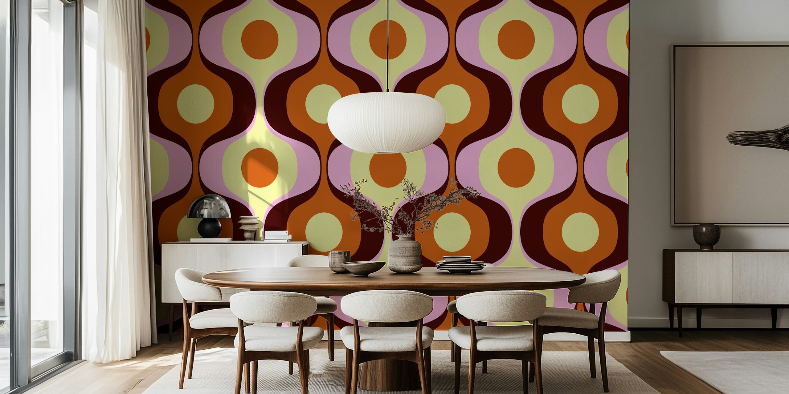 Retro abstract geometric wallpaper in warm colors